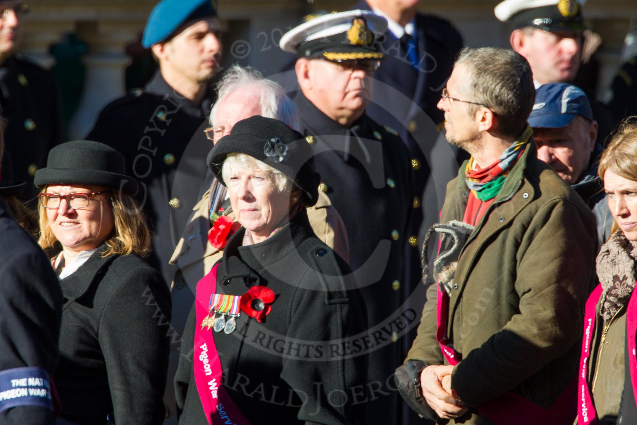 Remembrance Sunday Cenotaph March Past 2013: F8 - National Pigeon War Service..
Press stand opposite the Foreign Office building, Whitehall, London SW1,
London,
Greater London,
United Kingdom,
on 10 November 2013 at 11:51, image #811