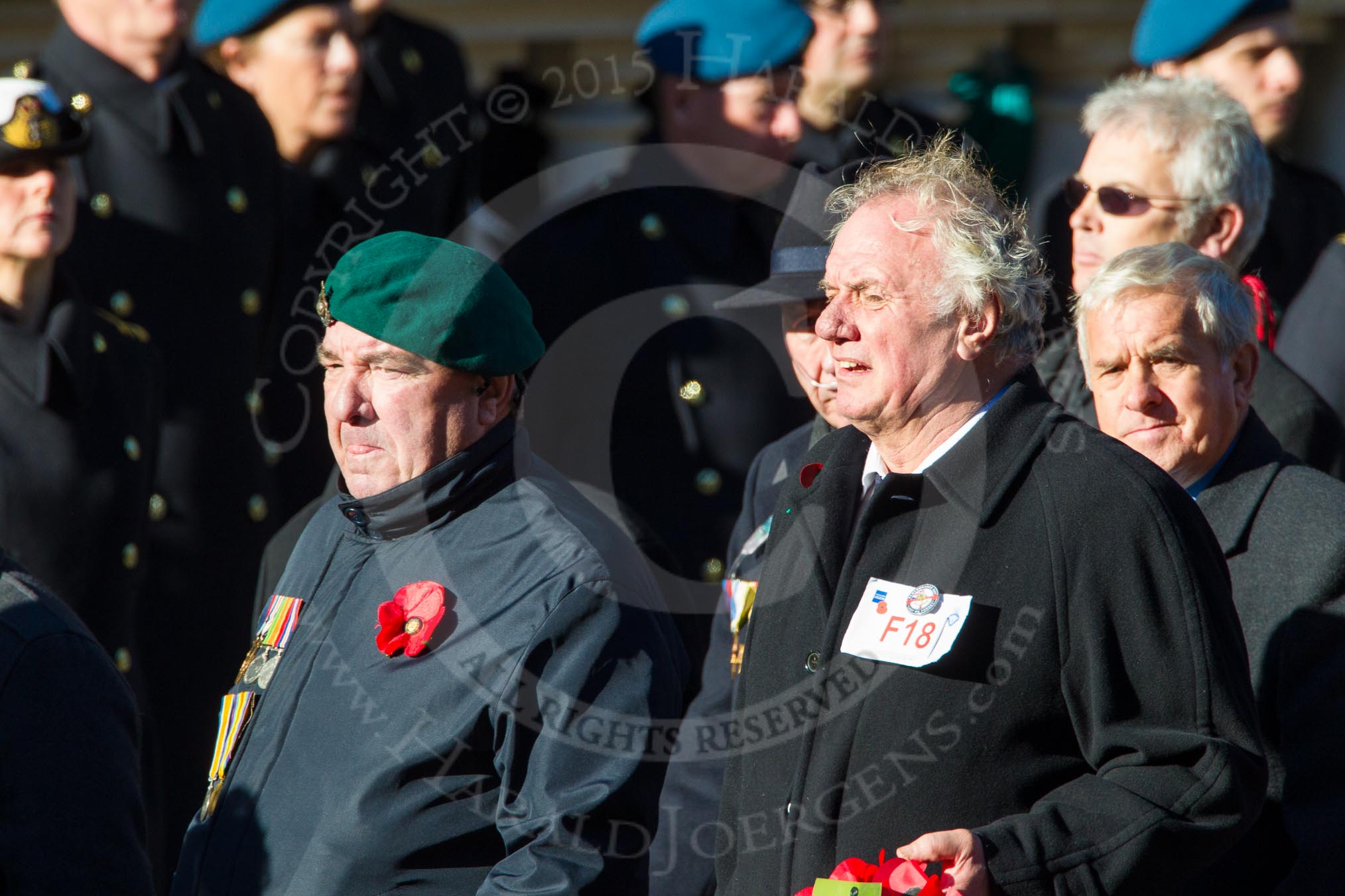 Remembrance Sunday Cenotaph March Past 2013: F18 - Showmens' Guild of Great Britain..
Press stand opposite the Foreign Office building, Whitehall, London SW1,
London,
Greater London,
United Kingdom,
on 10 November 2013 at 11:52, image #932