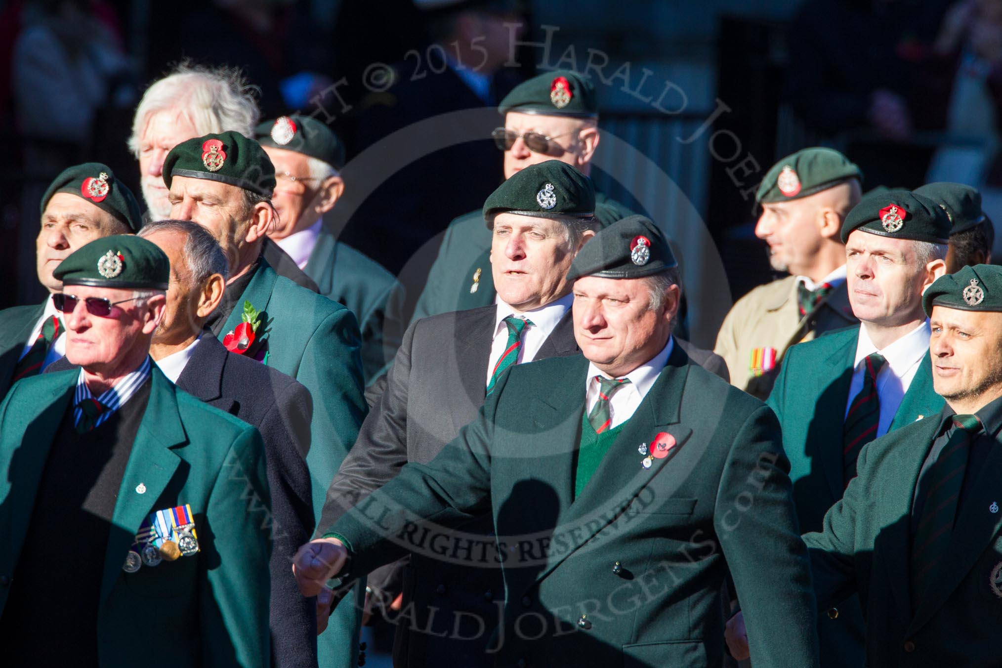 Remembrance Sunday Cenotaph March Past 2013: A16 - Royal Green Jackets Association..
Press stand opposite the Foreign Office building, Whitehall, London SW1,
London,
Greater London,
United Kingdom,
on 10 November 2013 at 11:56, image #1133