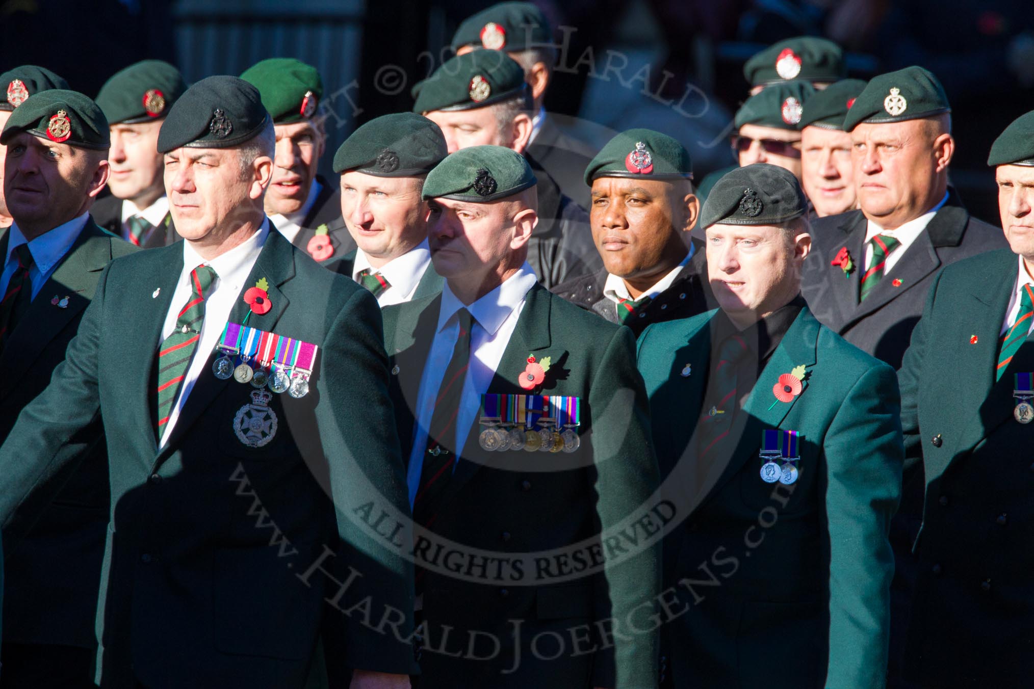 Remembrance Sunday Cenotaph March Past 2013: A16 - Royal Green Jackets Association..
Press stand opposite the Foreign Office building, Whitehall, London SW1,
London,
Greater London,
United Kingdom,
on 10 November 2013 at 11:56, image #1144