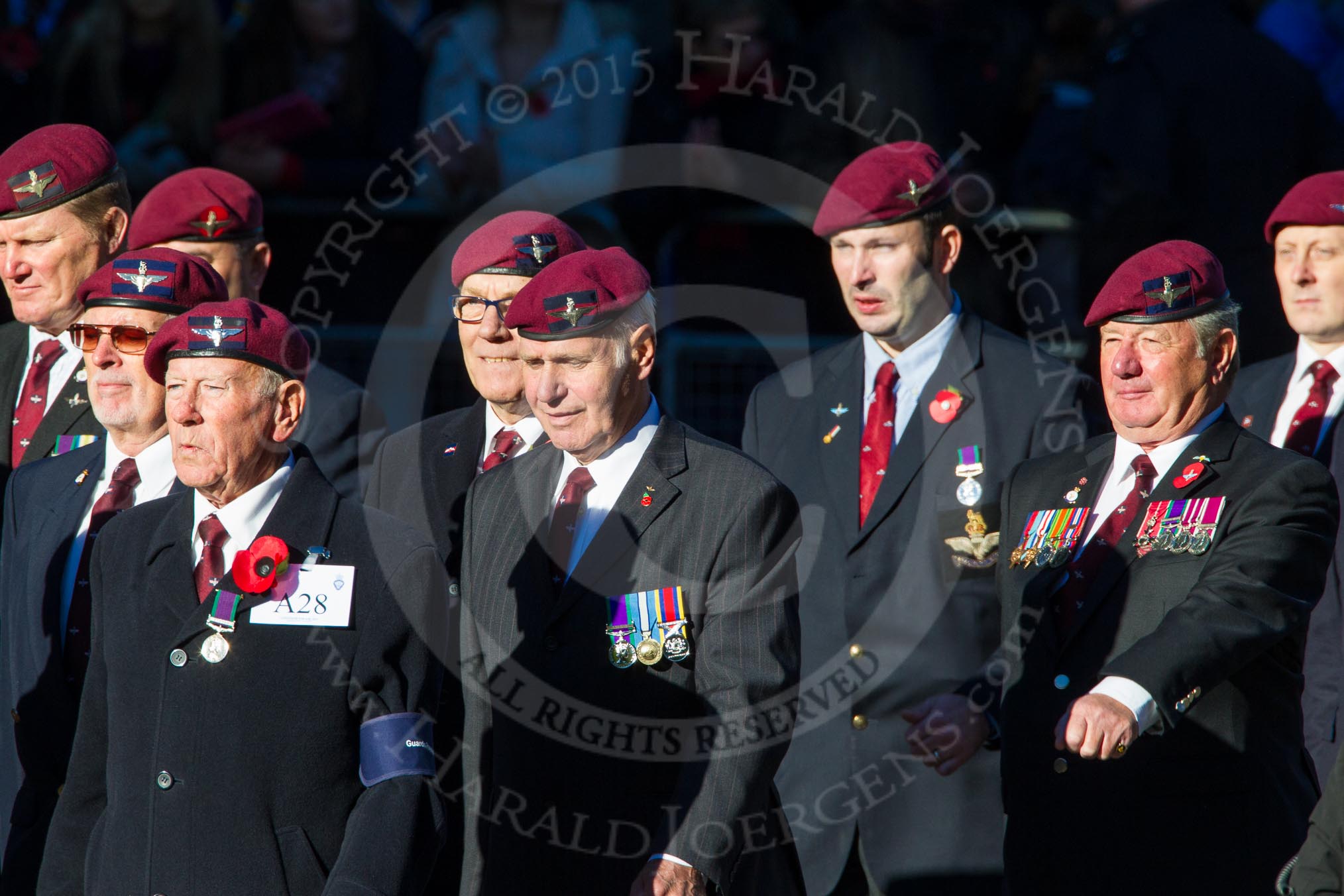 Remembrance Sunday Cenotaph March Past 2013: A28 - Guards Parachute Association..
Press stand opposite the Foreign Office building, Whitehall, London SW1,
London,
Greater London,
United Kingdom,
on 10 November 2013 at 11:58, image #1261