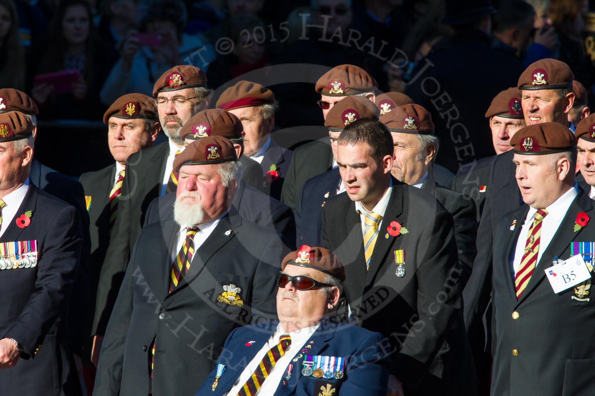 Remembrance Sunday Cenotaph March Past 2013: B5 - Kings Royal Hussars Regimental Association..
Press stand opposite the Foreign Office building, Whitehall, London SW1,
London,
Greater London,
United Kingdom,
on 10 November 2013 at 11:59, image #1323