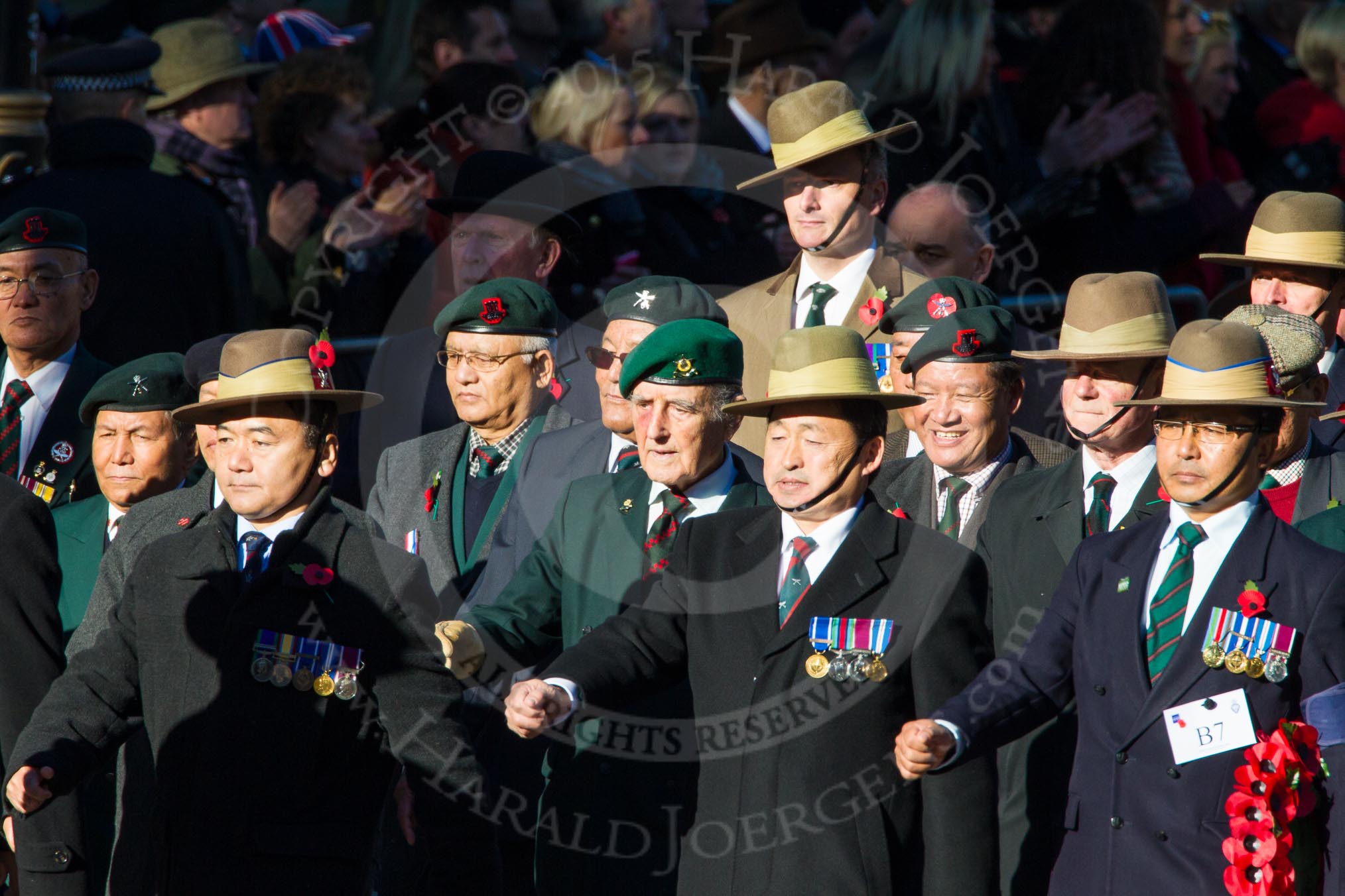 Remembrance Sunday Cenotaph March Past 2013: B7 - Gurkha Brigade Association..
Press stand opposite the Foreign Office building, Whitehall, London SW1,
London,
Greater London,
United Kingdom,
on 10 November 2013 at 11:59, image #1346