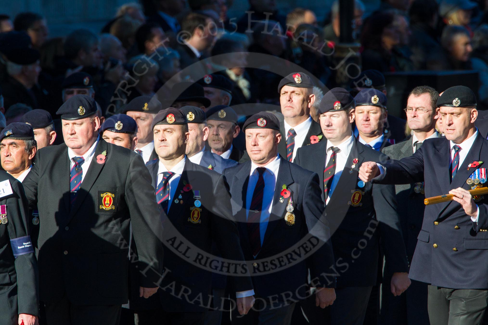 Remembrance Sunday Cenotaph March Past 2013: B21 - Royal Engineers Bomb Disposal Association..
Press stand opposite the Foreign Office building, Whitehall, London SW1,
London,
Greater London,
United Kingdom,
on 10 November 2013 at 12:02, image #1475