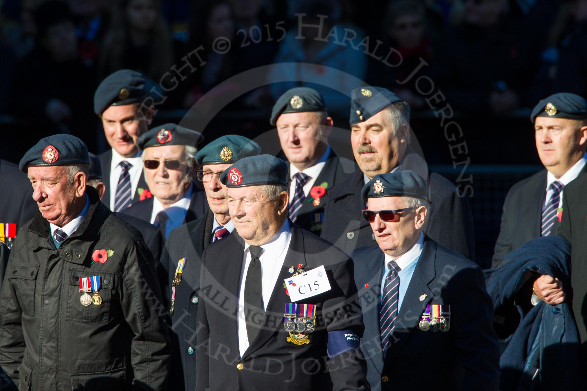 Remembrance Sunday Cenotaph March Past 2013: C15 - Royal Air Force & Defence Fire Services Association..
Press stand opposite the Foreign Office building, Whitehall, London SW1,
London,
Greater London,
United Kingdom,
on 10 November 2013 at 12:08, image #1807