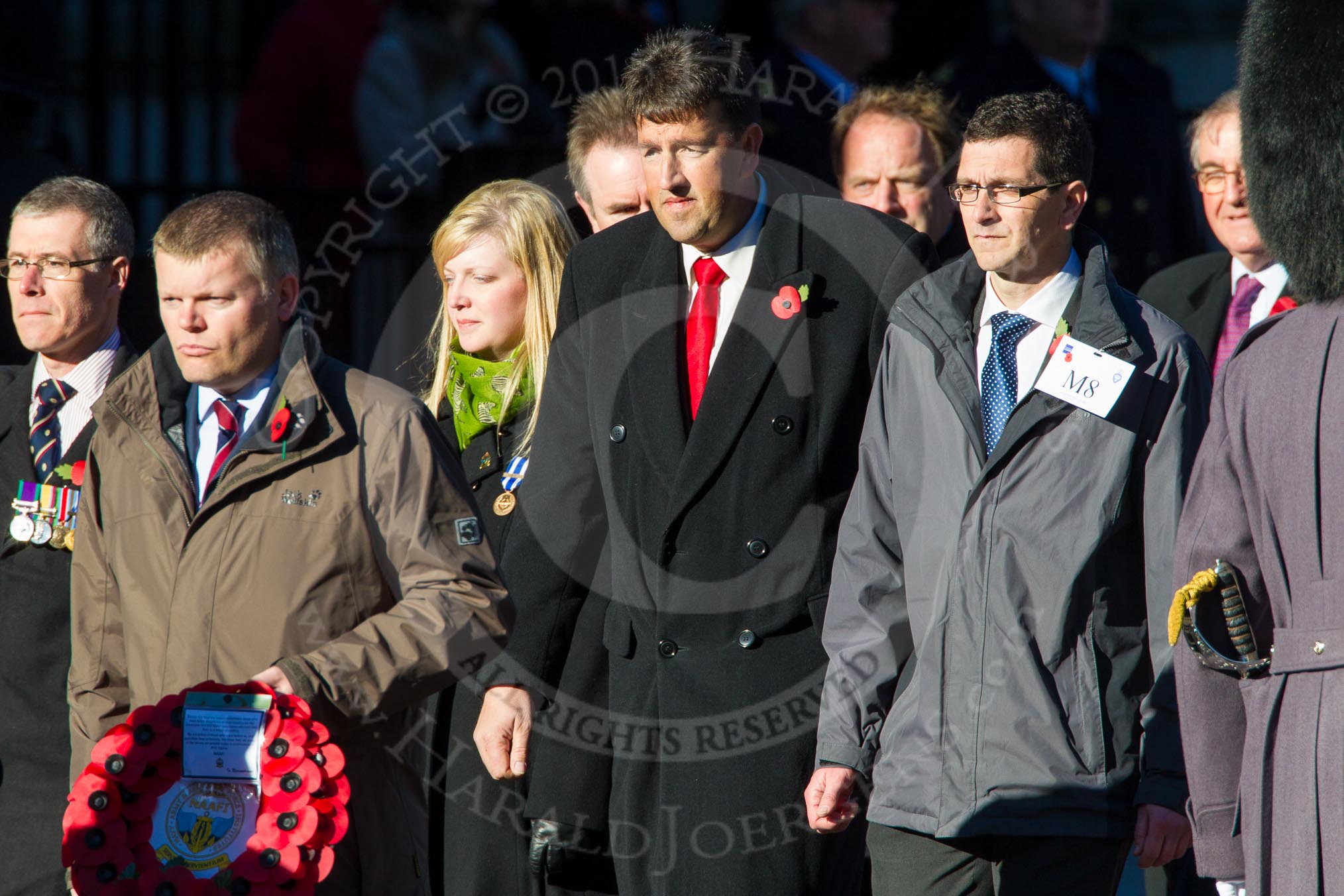 Remembrance Sunday Cenotaph March Past 2013: M8 - NAAFI..
Press stand opposite the Foreign Office building, Whitehall, London SW1,
London,
Greater London,
United Kingdom,
on 10 November 2013 at 12:10, image #1932