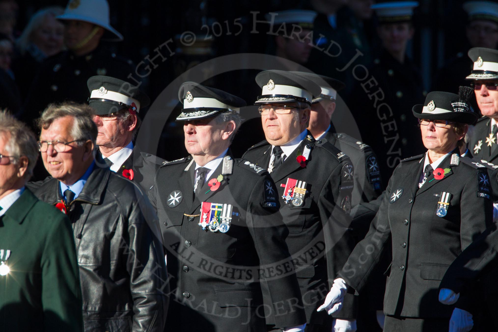 Remembrance Sunday Cenotaph March Past 2013: M16 - St John Ambulance..
Press stand opposite the Foreign Office building, Whitehall, London SW1,
London,
Greater London,
United Kingdom,
on 10 November 2013 at 12:11, image #1996
