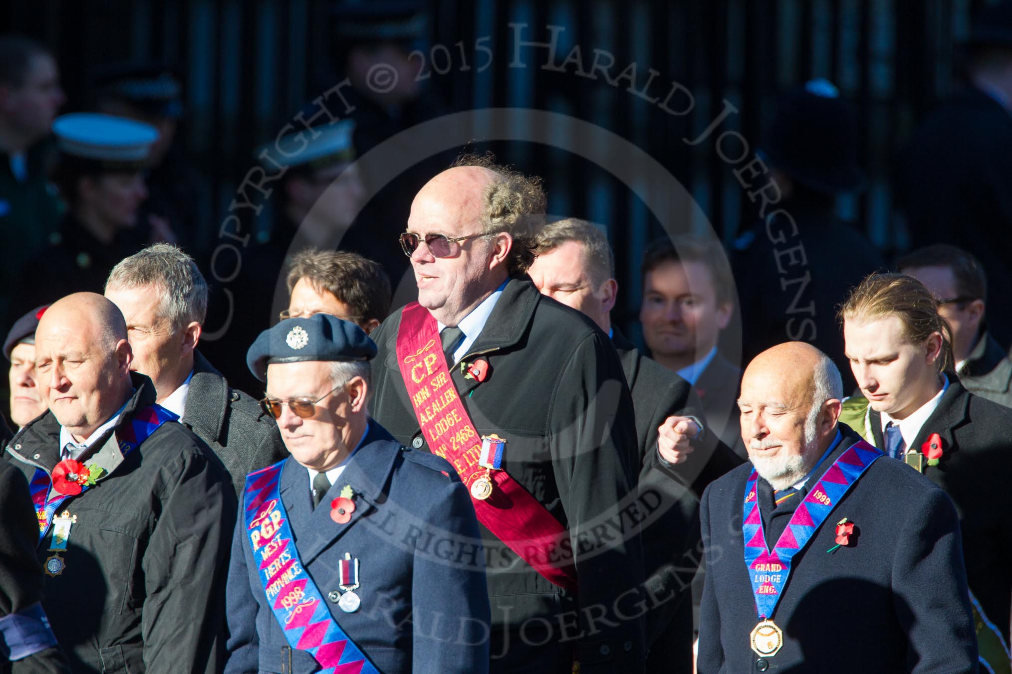 Remembrance Sunday Cenotaph March Past 2013: M38 - Royal Antediluvian Order of Buffaloes..
Press stand opposite the Foreign Office building, Whitehall, London SW1,
London,
Greater London,
United Kingdom,
on 10 November 2013 at 12:14, image #2165
