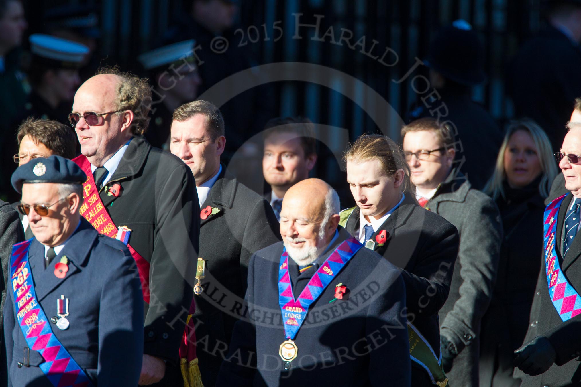 Remembrance Sunday Cenotaph March Past 2013: M38 - Royal Antediluvian Order of Buffaloes..
Press stand opposite the Foreign Office building, Whitehall, London SW1,
London,
Greater London,
United Kingdom,
on 10 November 2013 at 12:14, image #2166