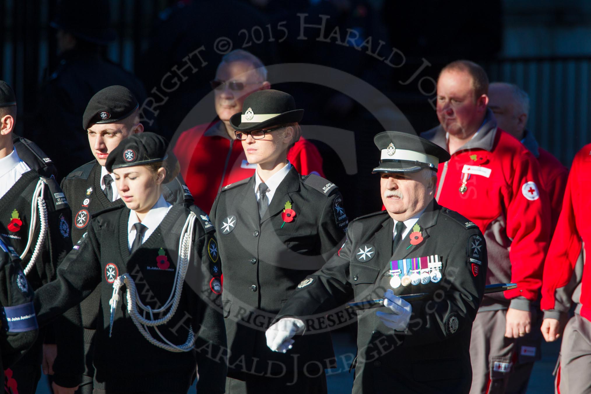 Remembrance Sunday Cenotaph March Past 2013: M55 - St John Ambulance Cadets..
Press stand opposite the Foreign Office building, Whitehall, London SW1,
London,
Greater London,
United Kingdom,
on 10 November 2013 at 12:16, image #2321