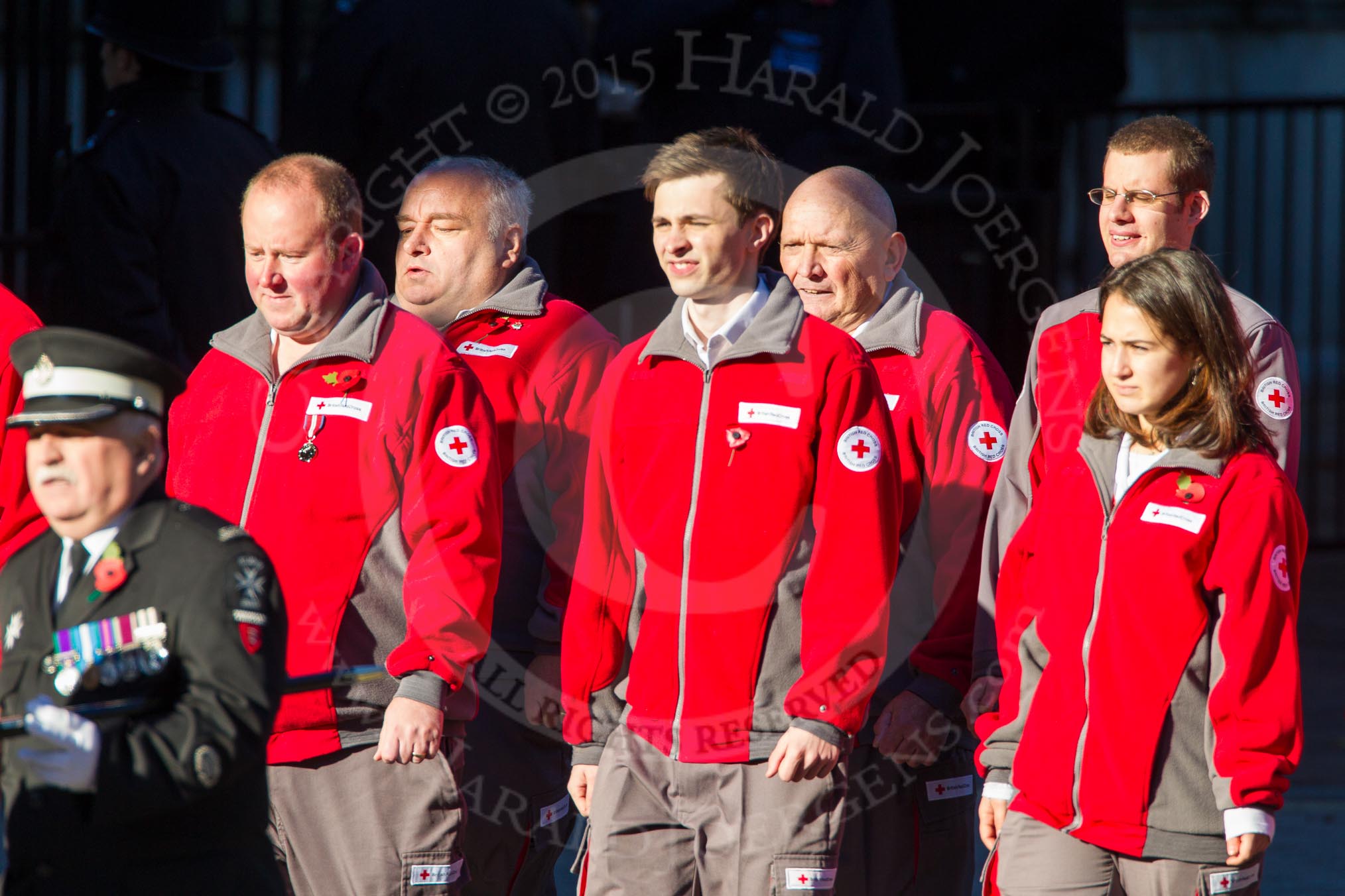 Remembrance Sunday Cenotaph March Past 2013: M56 - British Red Cross..
Press stand opposite the Foreign Office building, Whitehall, London SW1,
London,
Greater London,
United Kingdom,
on 10 November 2013 at 12:16, image #2324