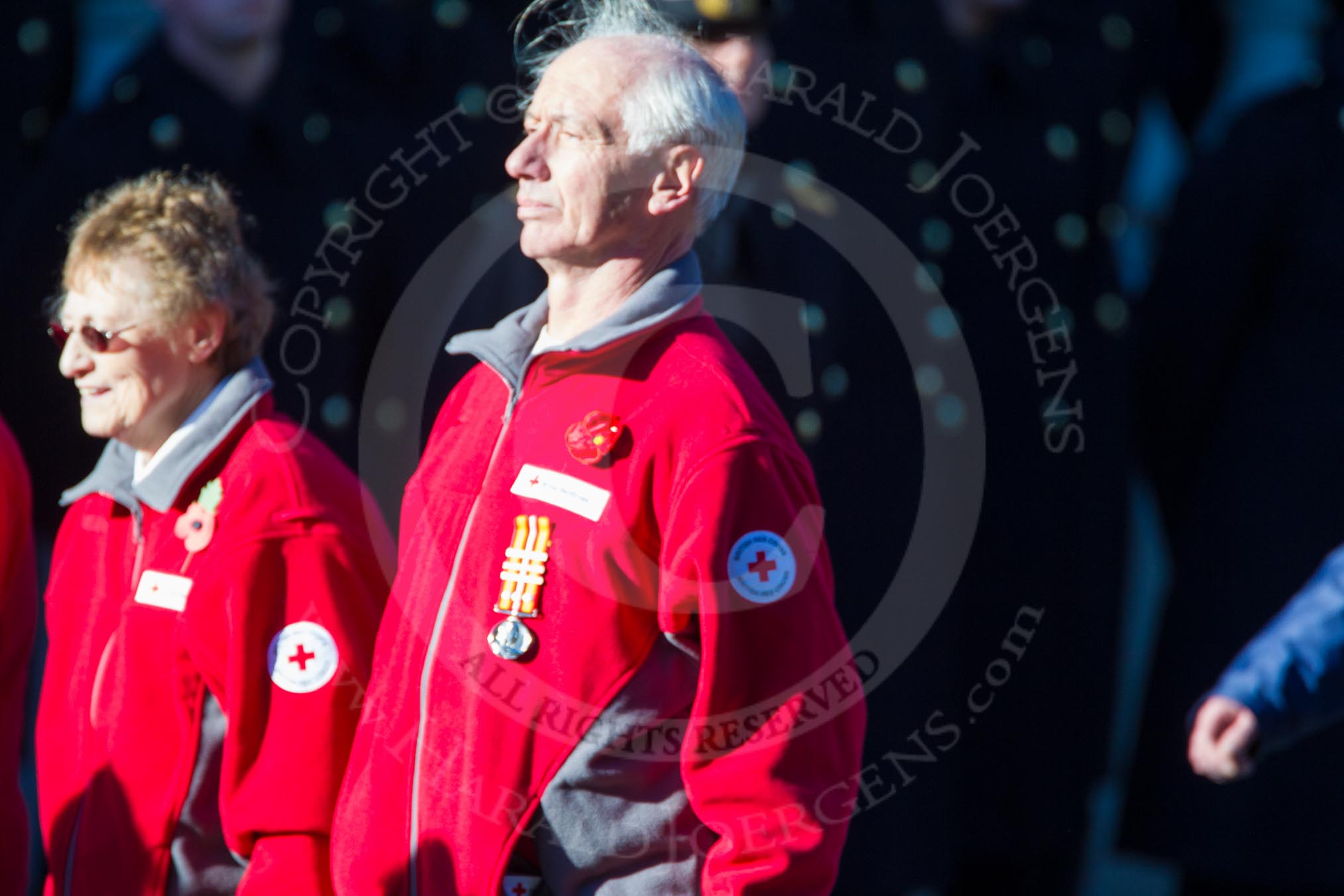 Remembrance Sunday Cenotaph March Past 2013: M56 - British Red Cross..
Press stand opposite the Foreign Office building, Whitehall, London SW1,
London,
Greater London,
United Kingdom,
on 10 November 2013 at 12:16, image #2344