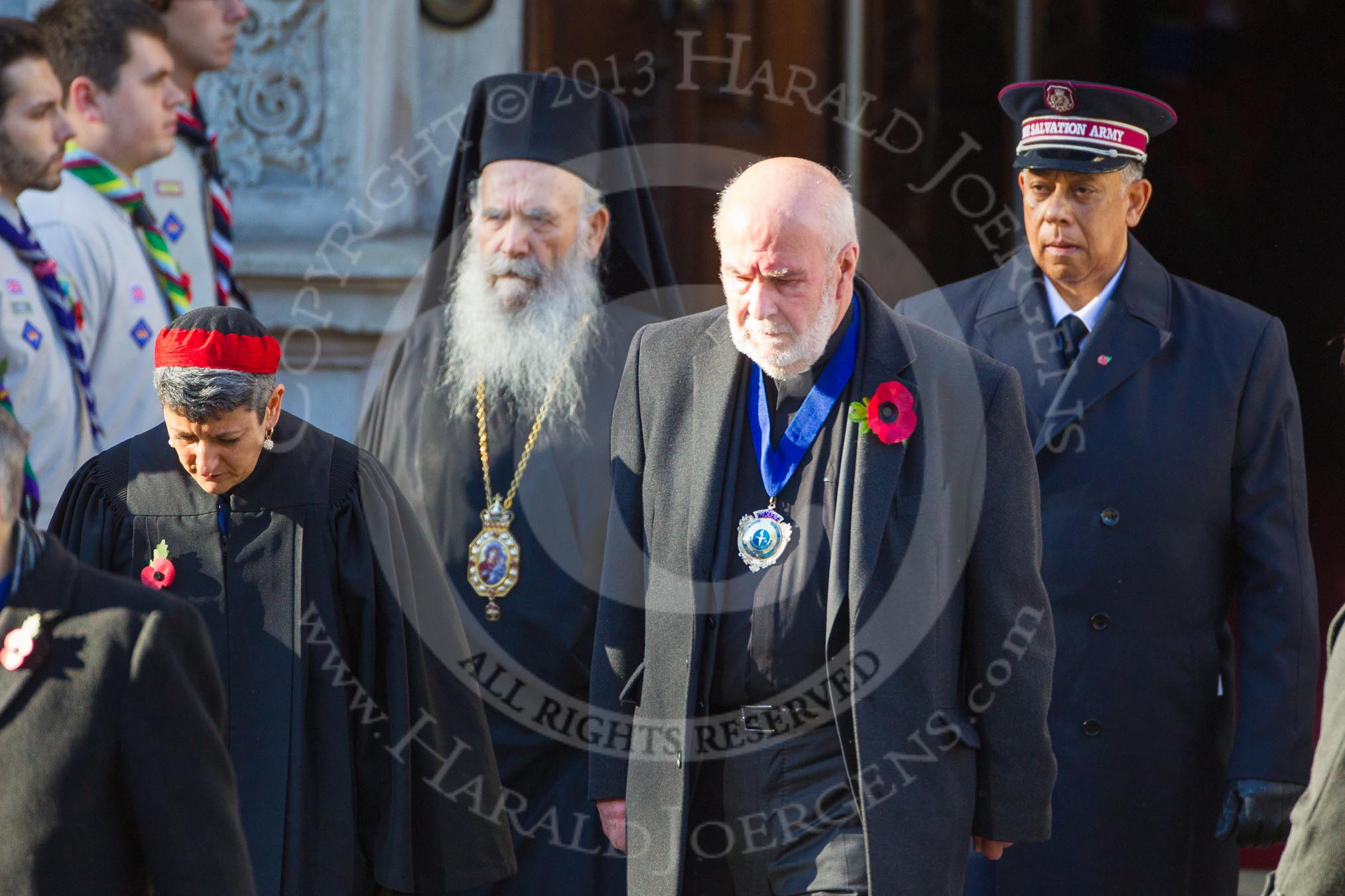 The Faith Communities: The Reverend Bill Darlison, Rabbi Laura Janner-Klausner, Commissioner Clive Adams, His Eminence The Archbishop Gregorios of Thyateria and Great Britain.