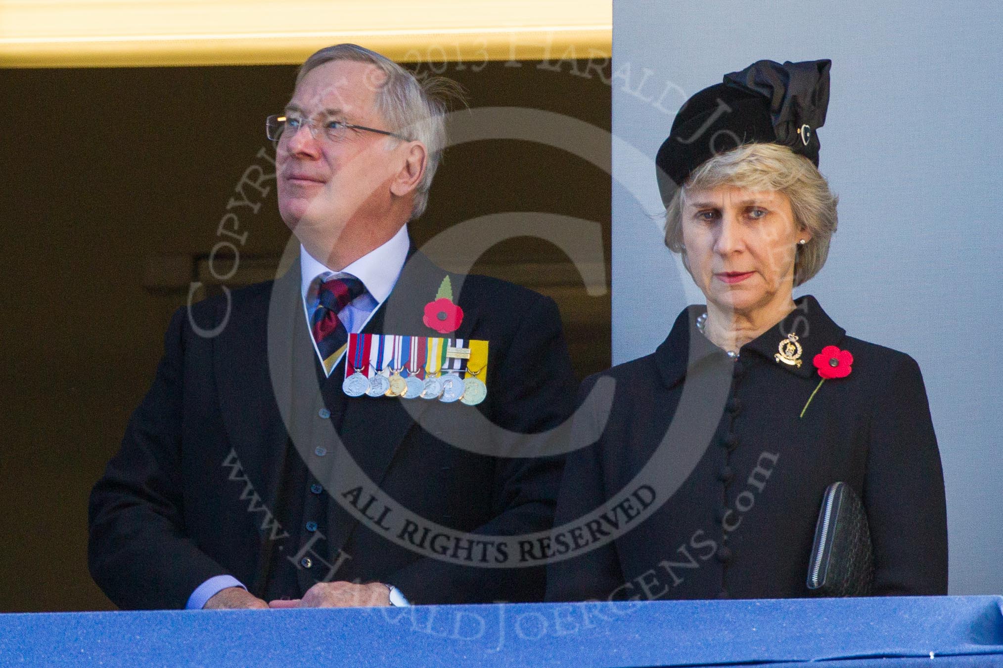 THR The Duke and Duchess of Gloucester on one of the balconies of the Foreign- and Commonwealth Office building.