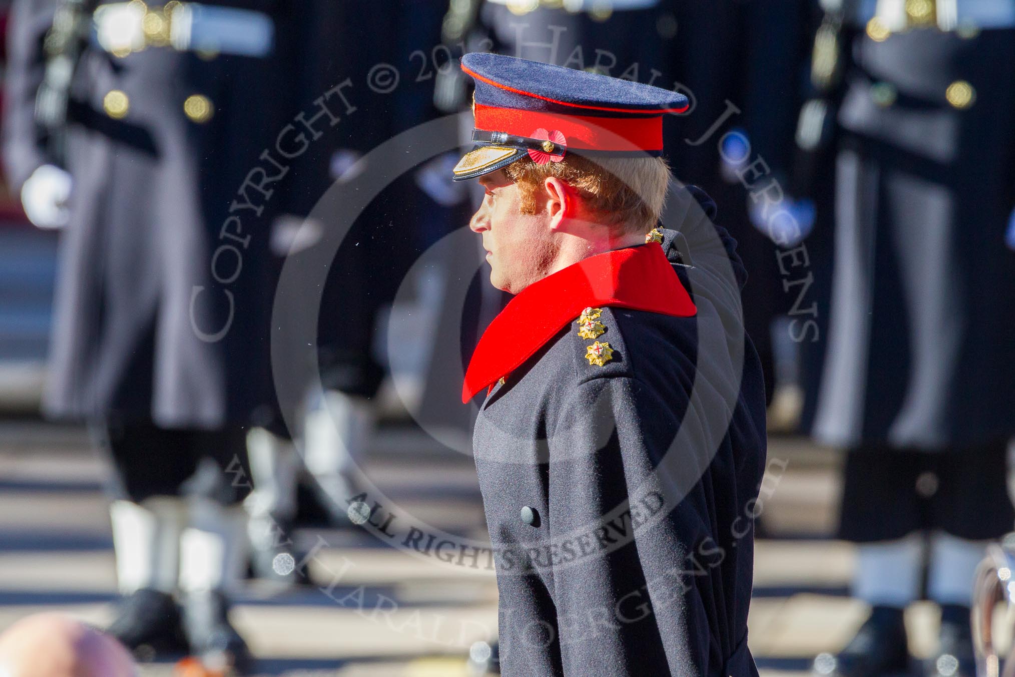 HRH Prince Henry of Wales, saluting in respect after having laid his wreath at the Cenotaph.