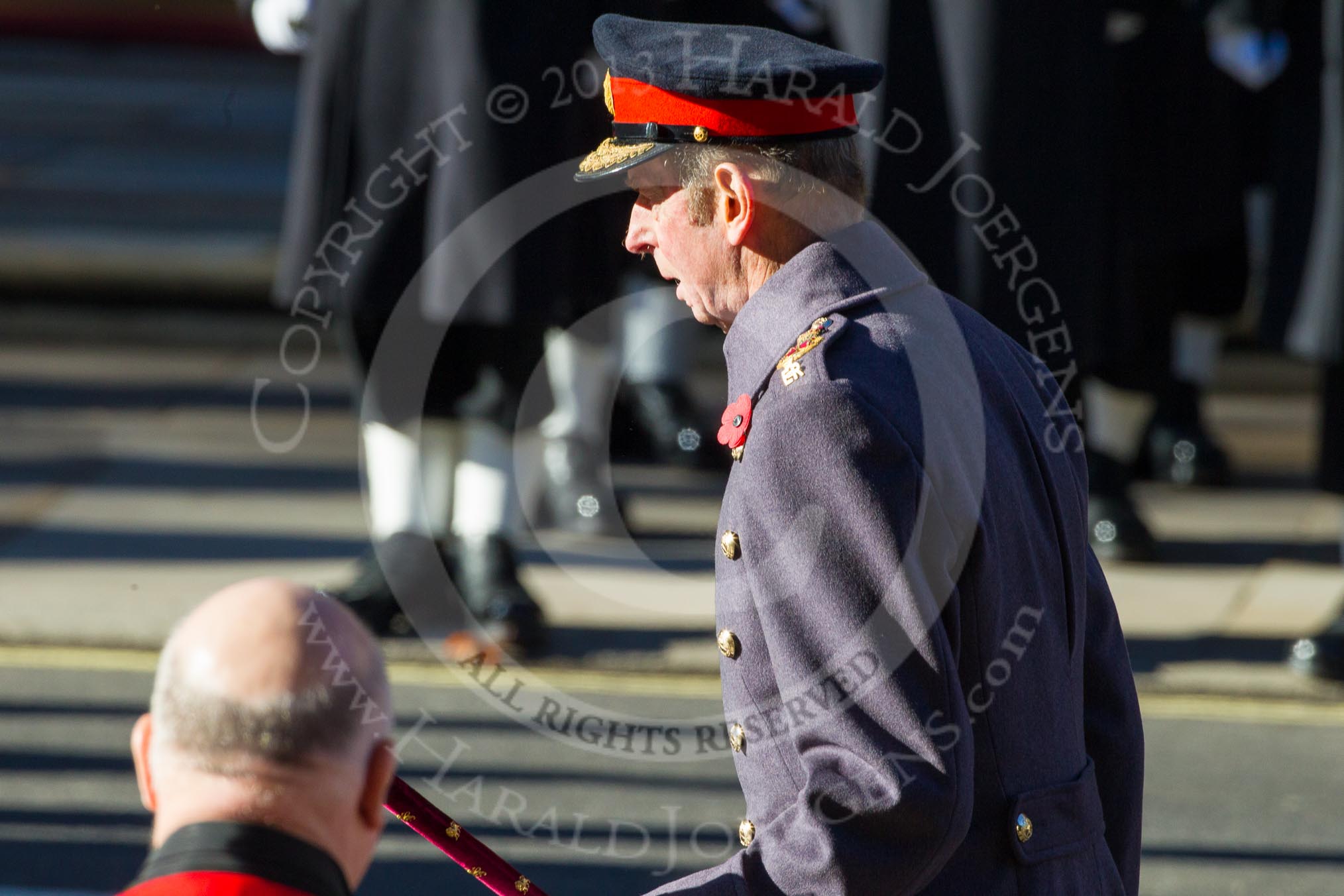 HRH The Duke of Kent, bowing in respect after having laid his wreaths at the Cenotaph.