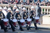 The Band of the Royal Marines arriving at Whitehall.