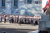 Royal Marines checking their precise positions at Whitehall before the start of the Cenotaph Ceremony.