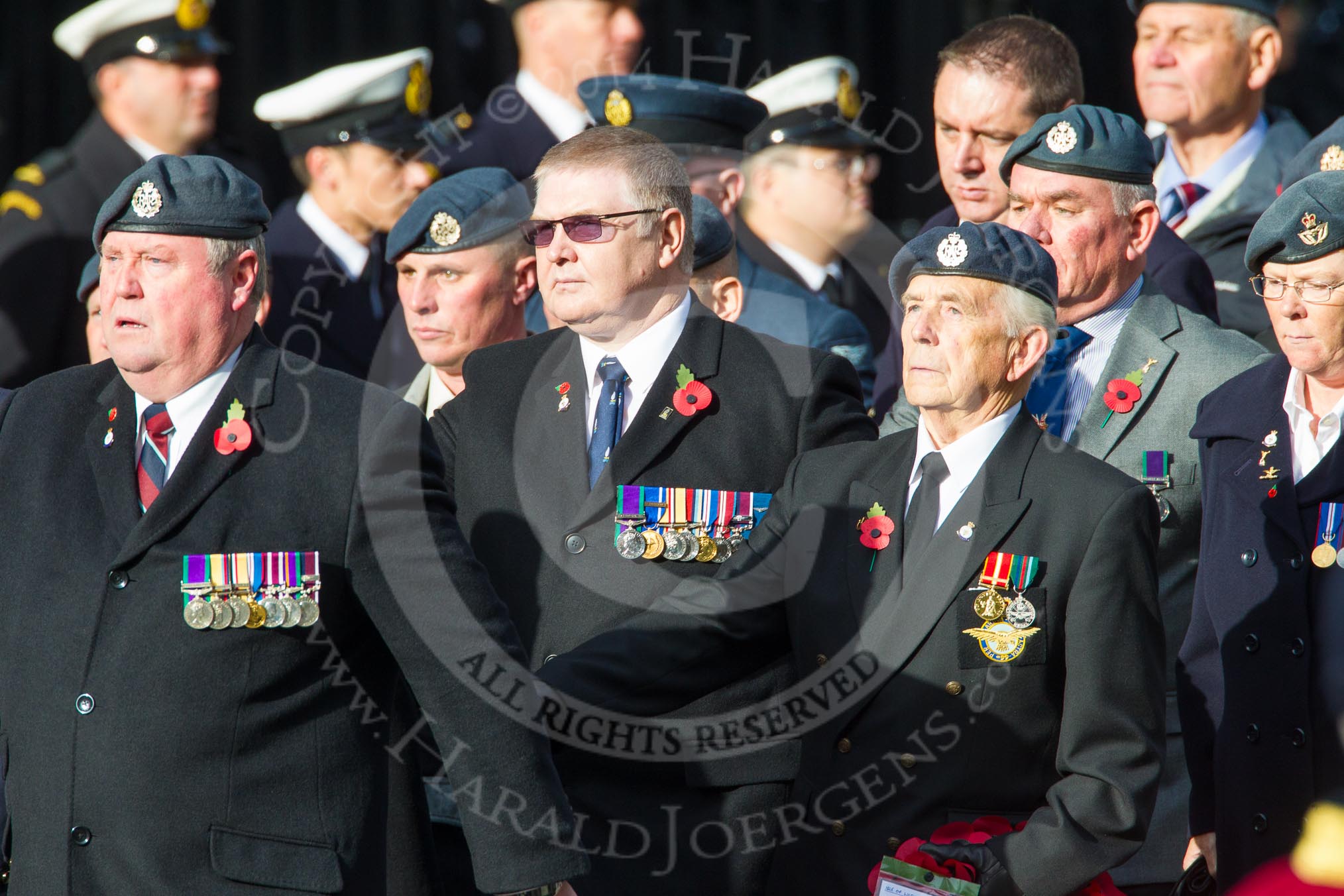 Remembrance Sunday at the Cenotaph in London 2014: Group C2 - Royal Air Force Regiment Association.
Press stand opposite the Foreign Office building, Whitehall, London SW1,
London,
Greater London,
United Kingdom,
on 09 November 2014 at 11:37, image #32