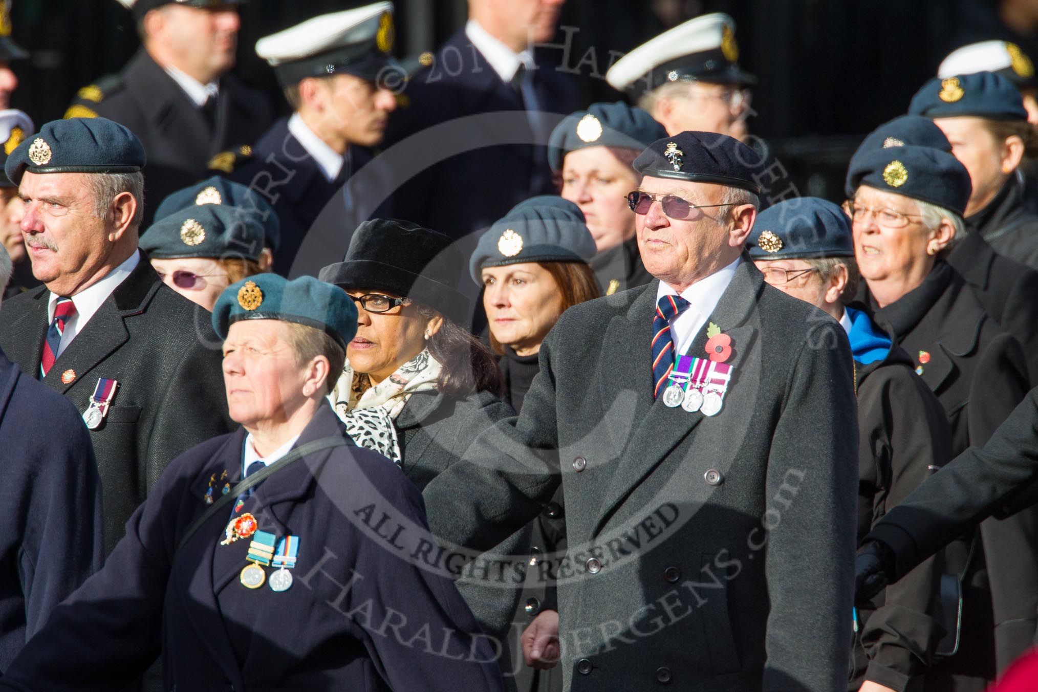 Remembrance Sunday at the Cenotaph in London 2014: Group C2 - Royal Air Force Regiment Association.
Press stand opposite the Foreign Office building, Whitehall, London SW1,
London,
Greater London,
United Kingdom,
on 09 November 2014 at 11:37, image #46