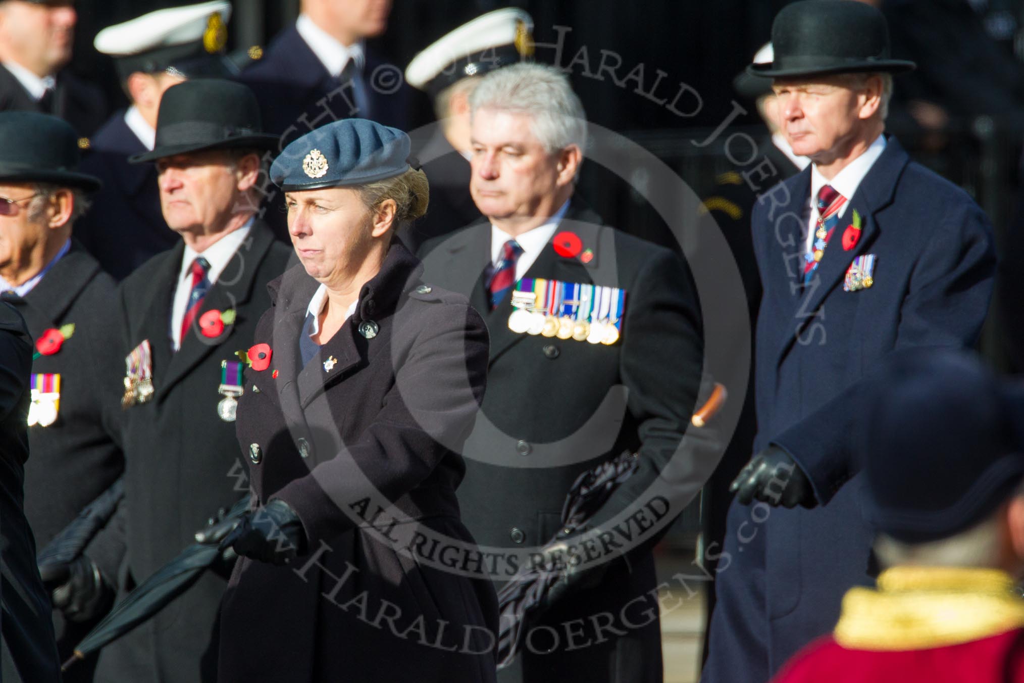 Remembrance Sunday at the Cenotaph in London 2014: Group C2 - Royal Air Force Regiment Association.
Press stand opposite the Foreign Office building, Whitehall, London SW1,
London,
Greater London,
United Kingdom,
on 09 November 2014 at 11:38, image #54