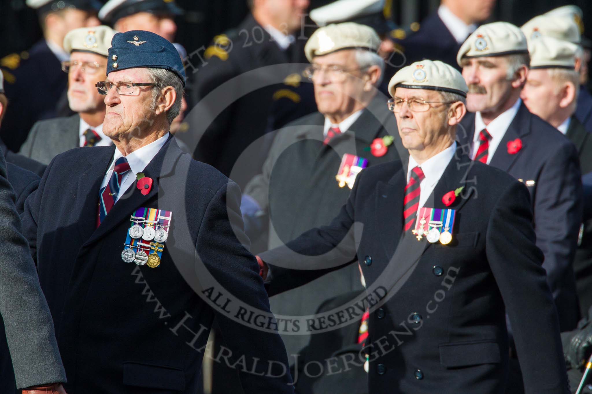 Remembrance Sunday at the Cenotaph in London 2014: Group C22 - Royal Air Force Police Association.
Press stand opposite the Foreign Office building, Whitehall, London SW1,
London,
Greater London,
United Kingdom,
on 09 November 2014 at 11:40, image #182