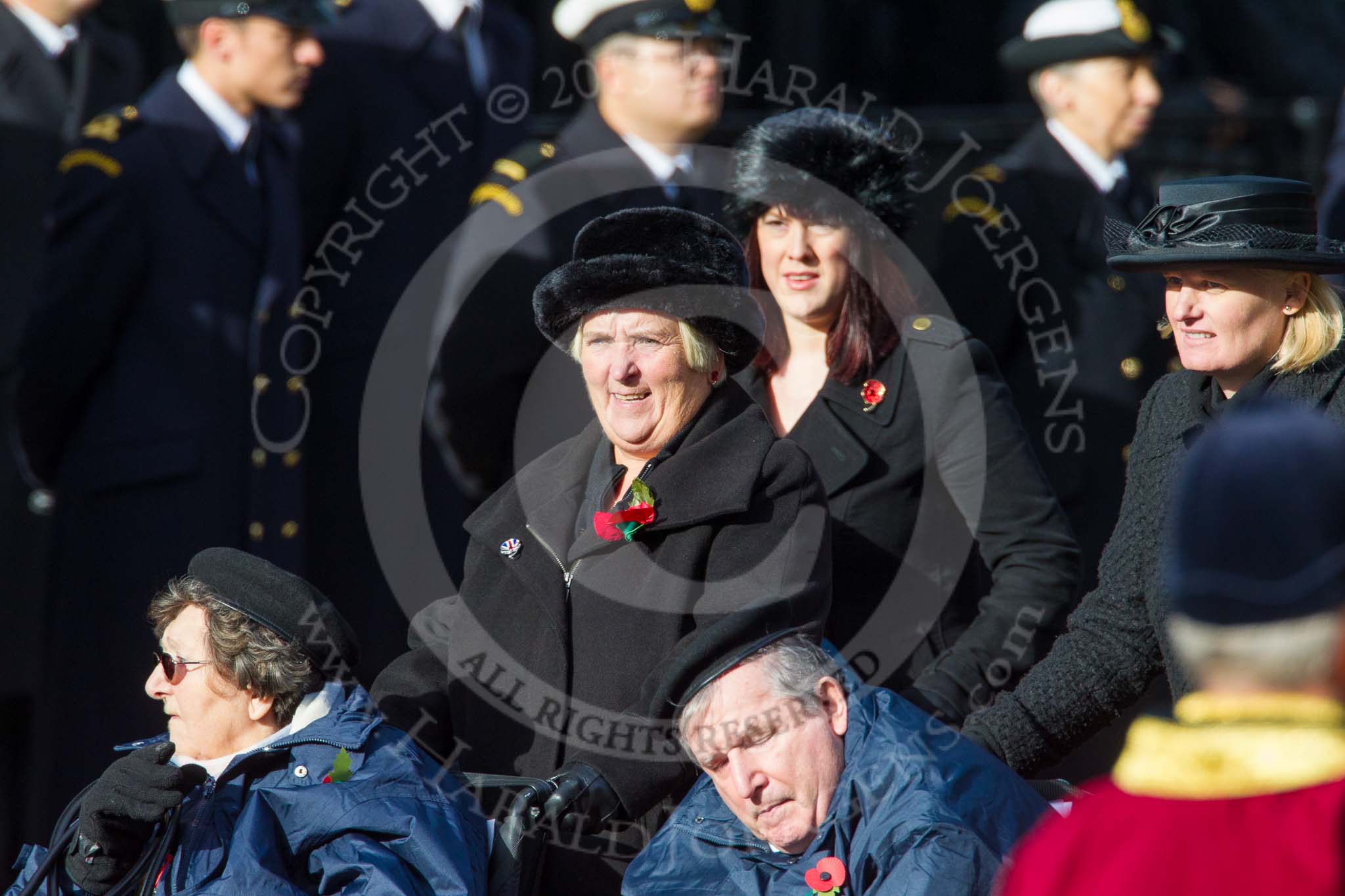 Remembrance Sunday at the Cenotaph in London 2014: Group C27 - Queen Alexandra's Hospital Home for Disabled Ex-
Servicemen & Women.
Press stand opposite the Foreign Office building, Whitehall, London SW1,
London,
Greater London,
United Kingdom,
on 09 November 2014 at 11:42, image #246