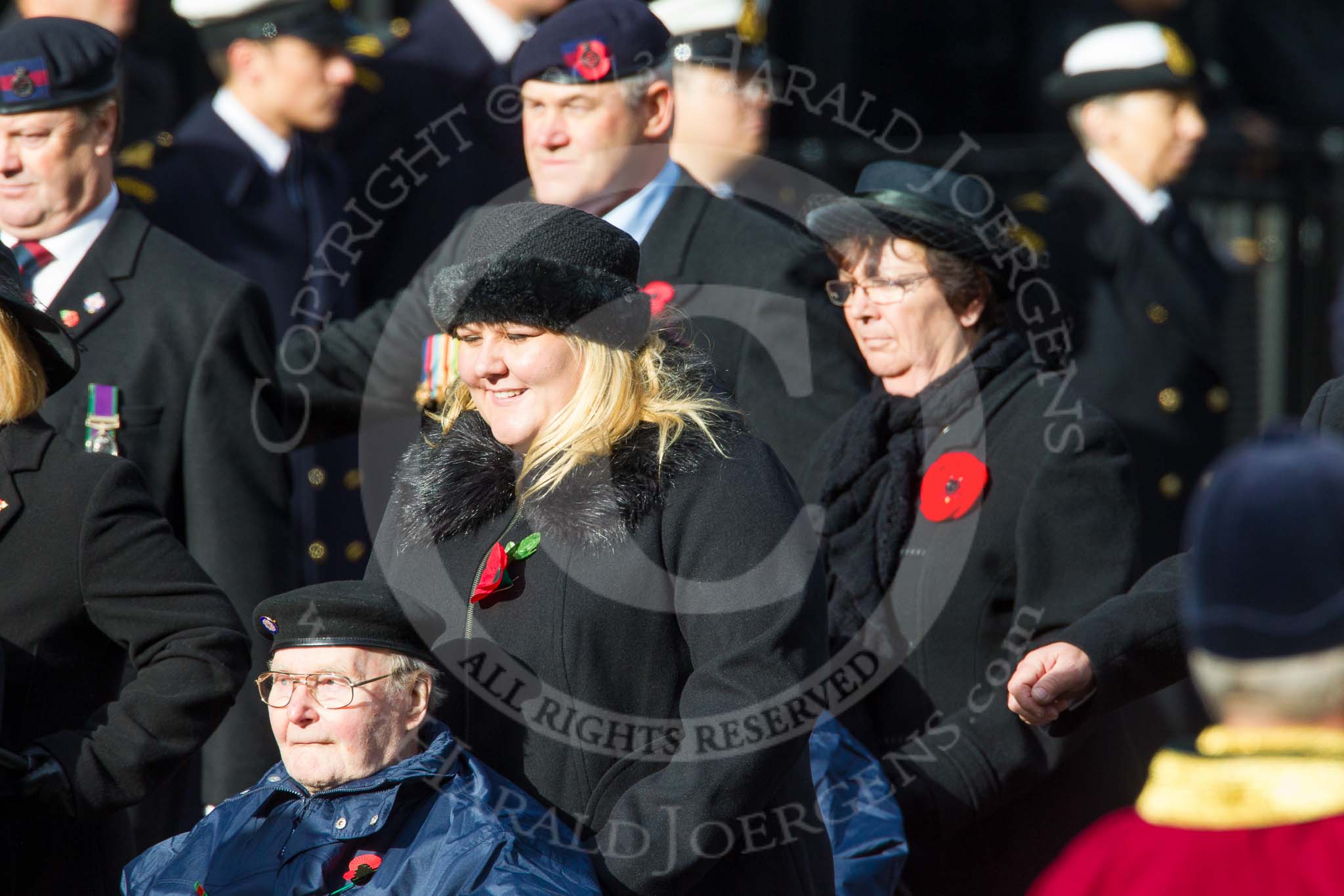 Remembrance Sunday at the Cenotaph in London 2014: Group C27 - Queen Alexandra's Hospital Home for Disabled Ex-
Servicemen & Women.
Press stand opposite the Foreign Office building, Whitehall, London SW1,
London,
Greater London,
United Kingdom,
on 09 November 2014 at 11:42, image #251
