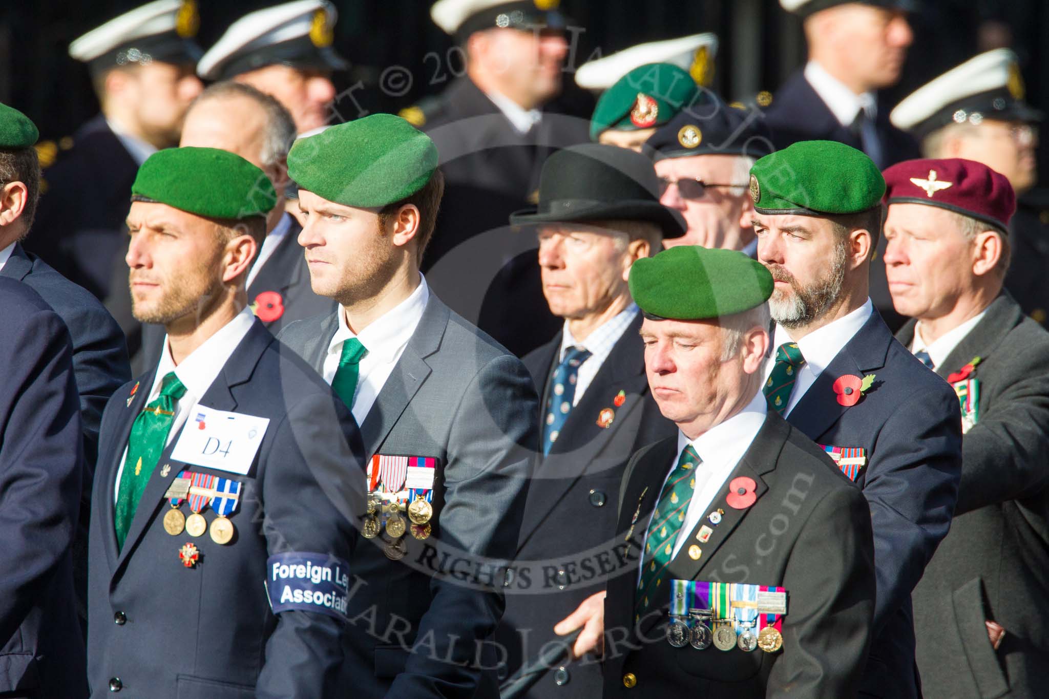 Remembrance Sunday at the Cenotaph in London 2014: Group D4 - Foreign Legion Association.
Press stand opposite the Foreign Office building, Whitehall, London SW1,
London,
Greater London,
United Kingdom,
on 09 November 2014 at 11:43, image #287