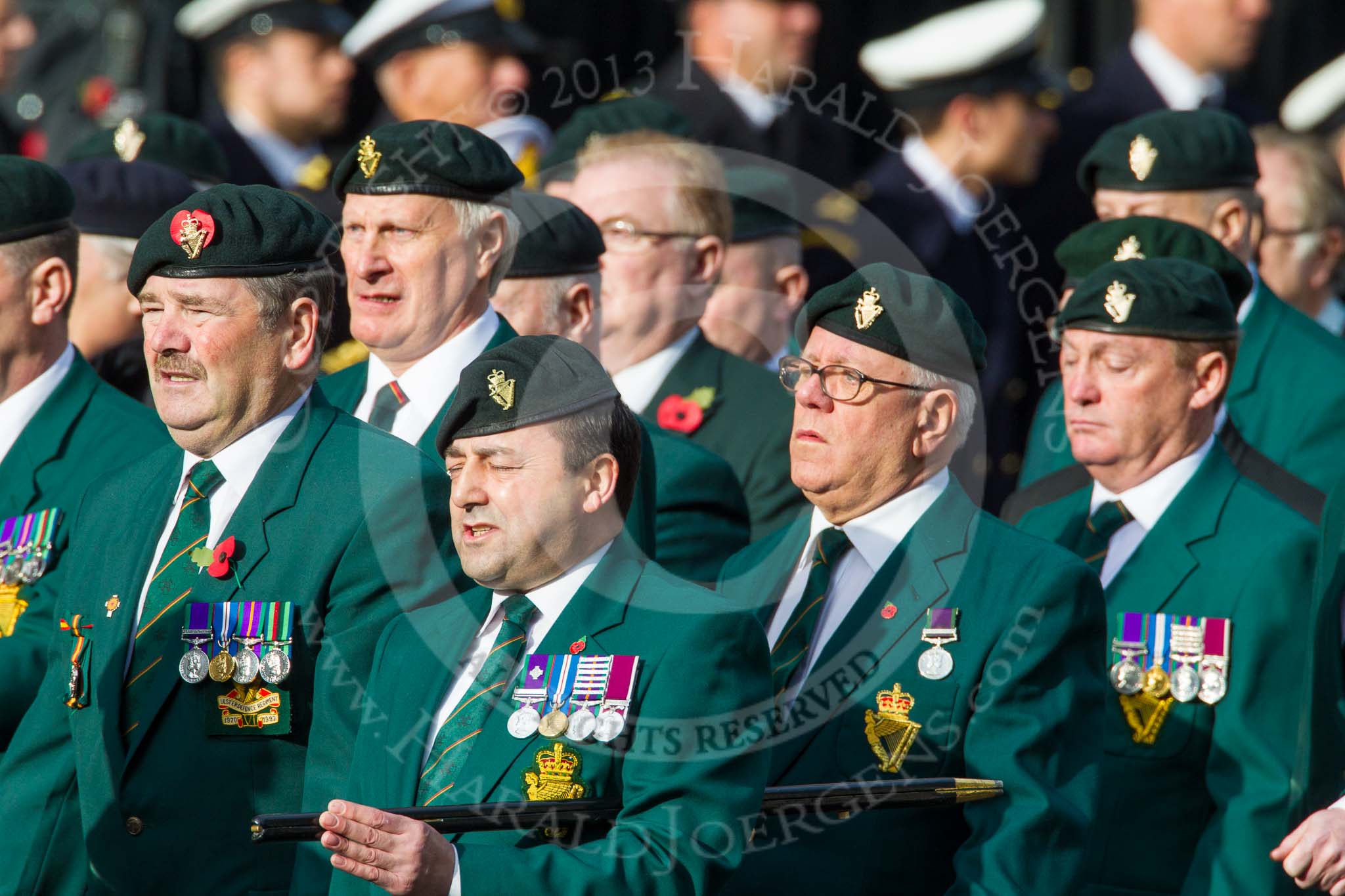 Remembrance Sunday at the Cenotaph in London 2014: Group D10 - Ulster Defence Regiment.
Press stand opposite the Foreign Office building, Whitehall, London SW1,
London,
Greater London,
United Kingdom,
on 09 November 2014 at 11:44, image #339