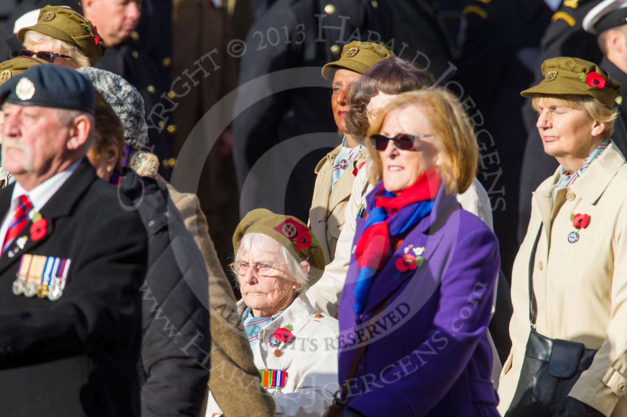 Remembrance Sunday at the Cenotaph in London 2014: Group D21 - First Aid Nursing Yeomanry (Princess Royal's Volunteers
Corps).
Press stand opposite the Foreign Office building, Whitehall, London SW1,
London,
Greater London,
United Kingdom,
on 09 November 2014 at 11:46, image #409