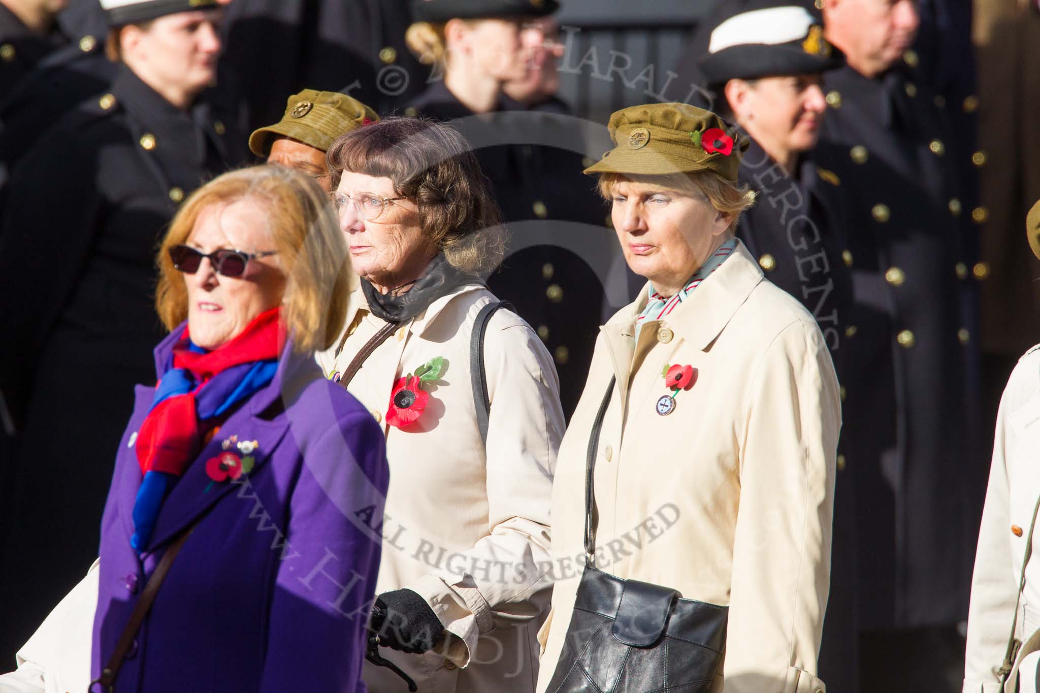 Remembrance Sunday at the Cenotaph in London 2014: Group D21 - First Aid Nursing Yeomanry (Princess Royal's Volunteers
Corps).
Press stand opposite the Foreign Office building, Whitehall, London SW1,
London,
Greater London,
United Kingdom,
on 09 November 2014 at 11:46, image #411