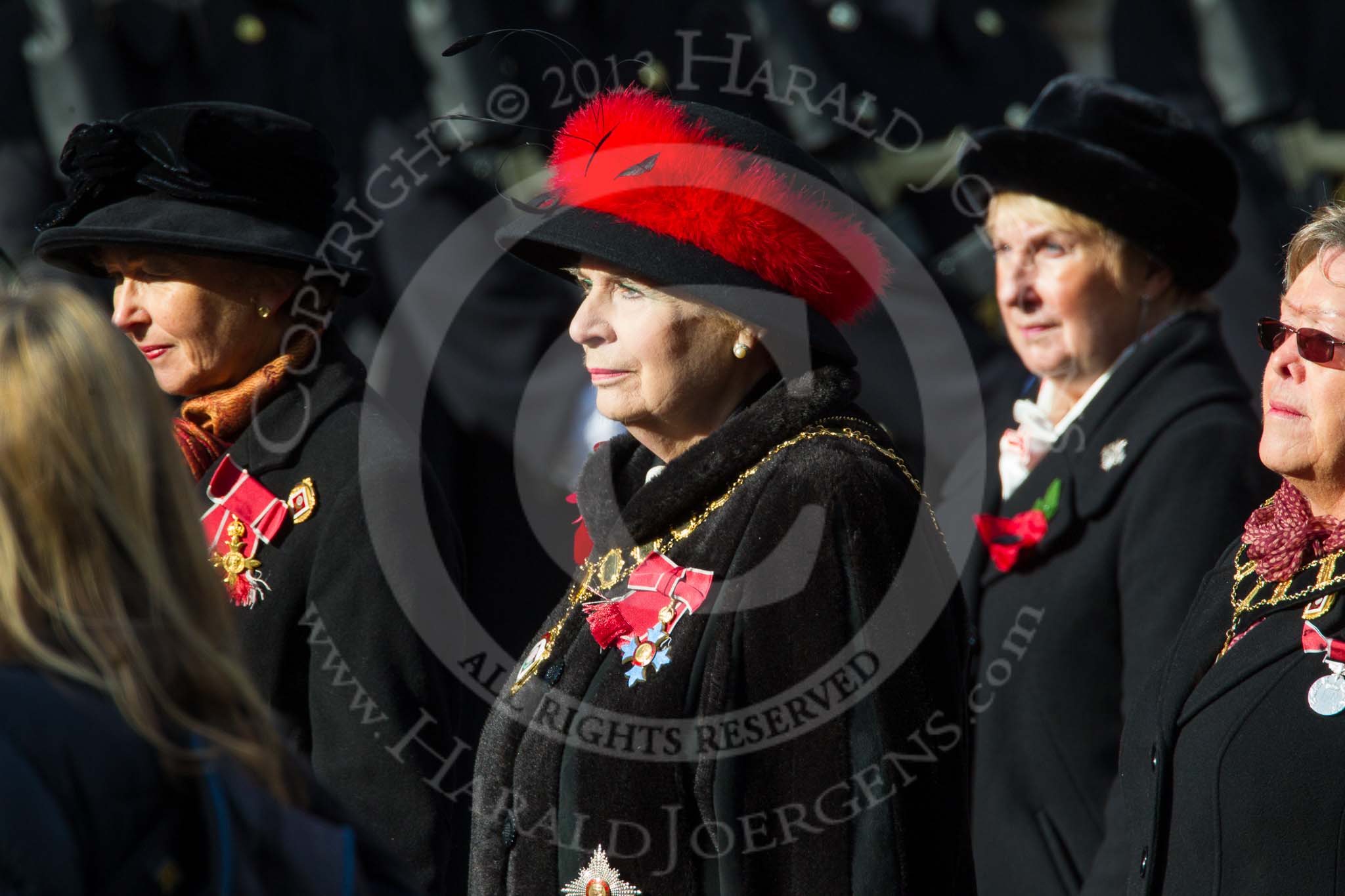 Remembrance Sunday at the Cenotaph in London 2014: Group D24 - War Widows Association.
Press stand opposite the Foreign Office building, Whitehall, London SW1,
London,
Greater London,
United Kingdom,
on 09 November 2014 at 11:47, image #433