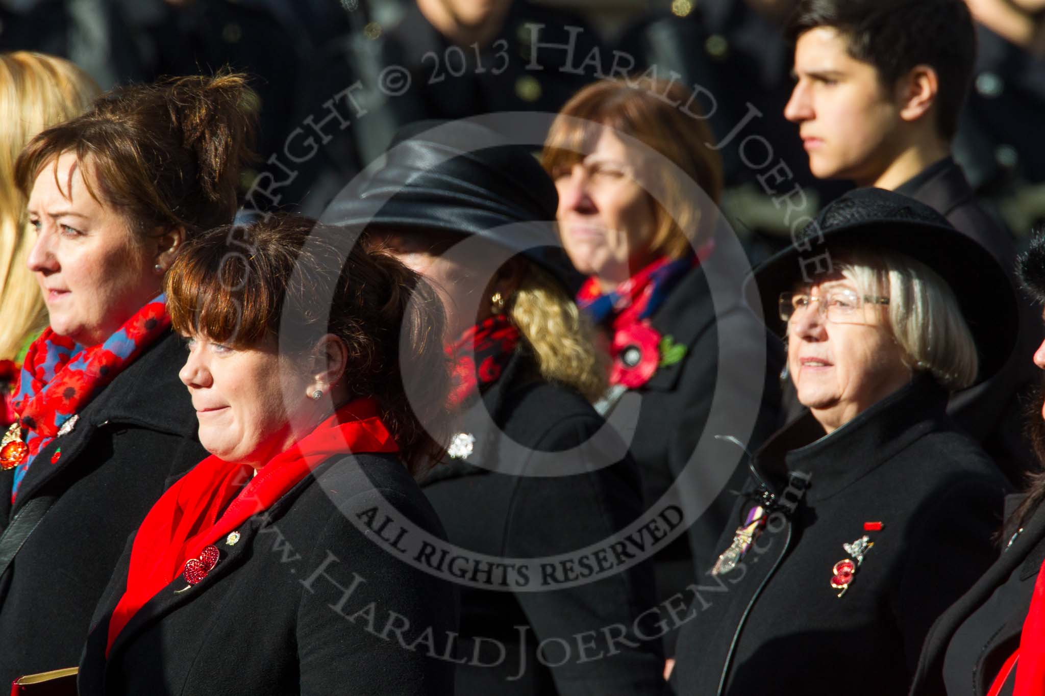 Remembrance Sunday at the Cenotaph in London 2014: Group D24 - War Widows Association.
Press stand opposite the Foreign Office building, Whitehall, London SW1,
London,
Greater London,
United Kingdom,
on 09 November 2014 at 11:47, image #440
