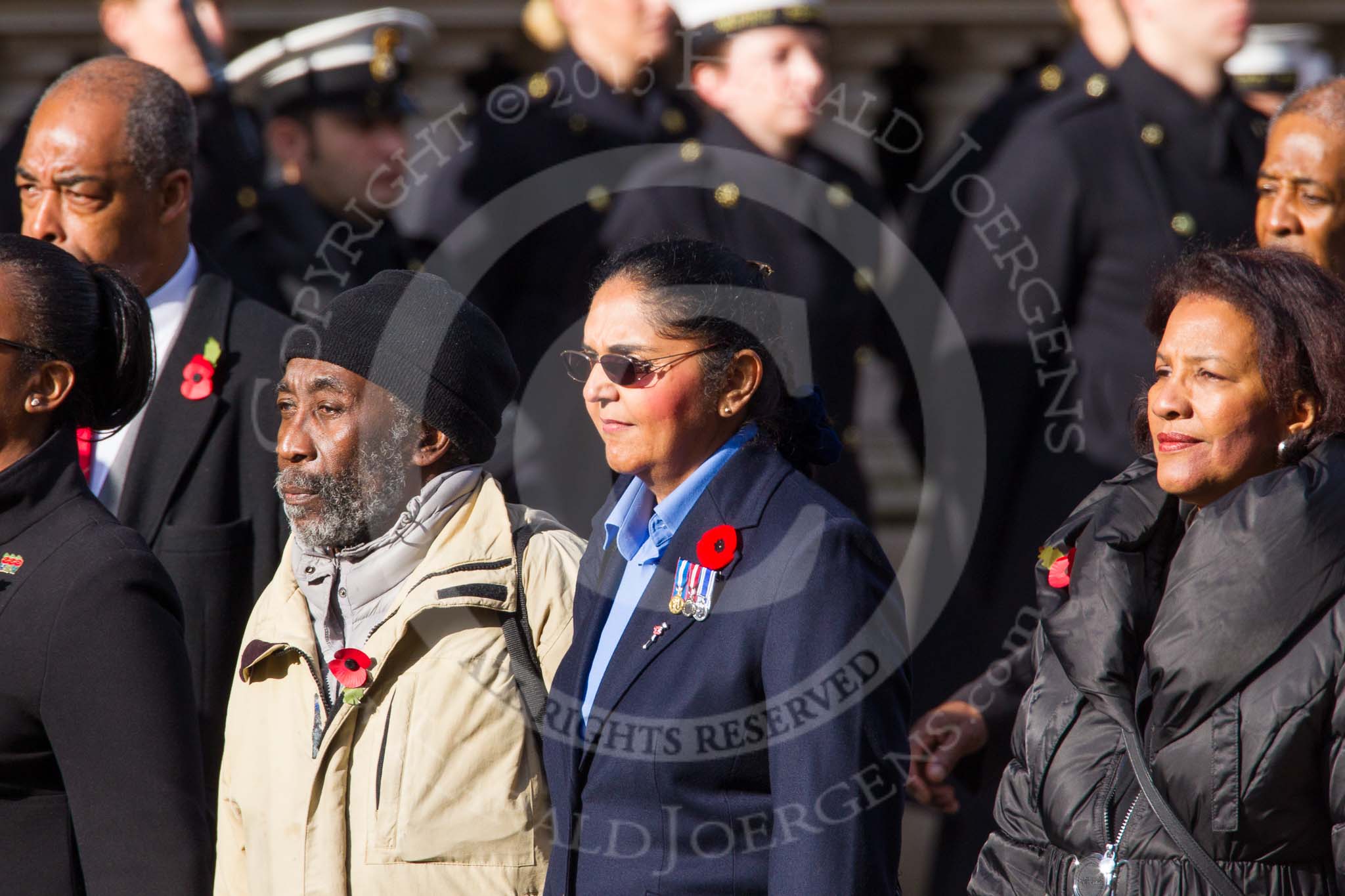 Remembrance Sunday at the Cenotaph in London 2014: Group D27 - West Indian Association of Service Personnel.
Press stand opposite the Foreign Office building, Whitehall, London SW1,
London,
Greater London,
United Kingdom,
on 09 November 2014 at 11:48, image #492
