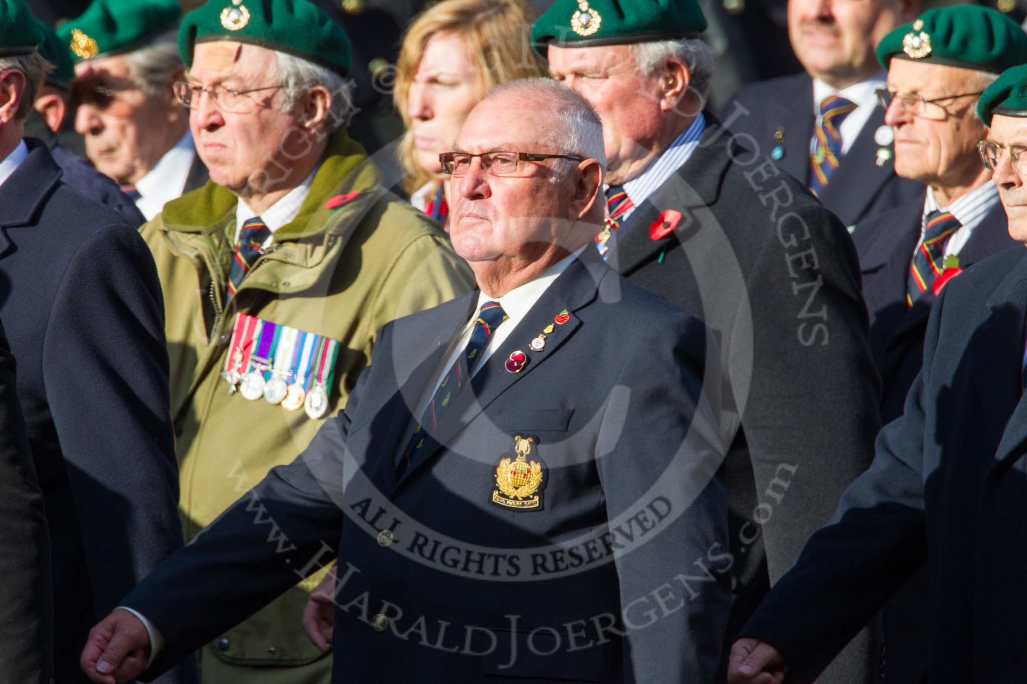 Remembrance Sunday at the Cenotaph in London 2014: Group E1 - Royal Marines Association.
Press stand opposite the Foreign Office building, Whitehall, London SW1,
London,
Greater London,
United Kingdom,
on 09 November 2014 at 11:49, image #535