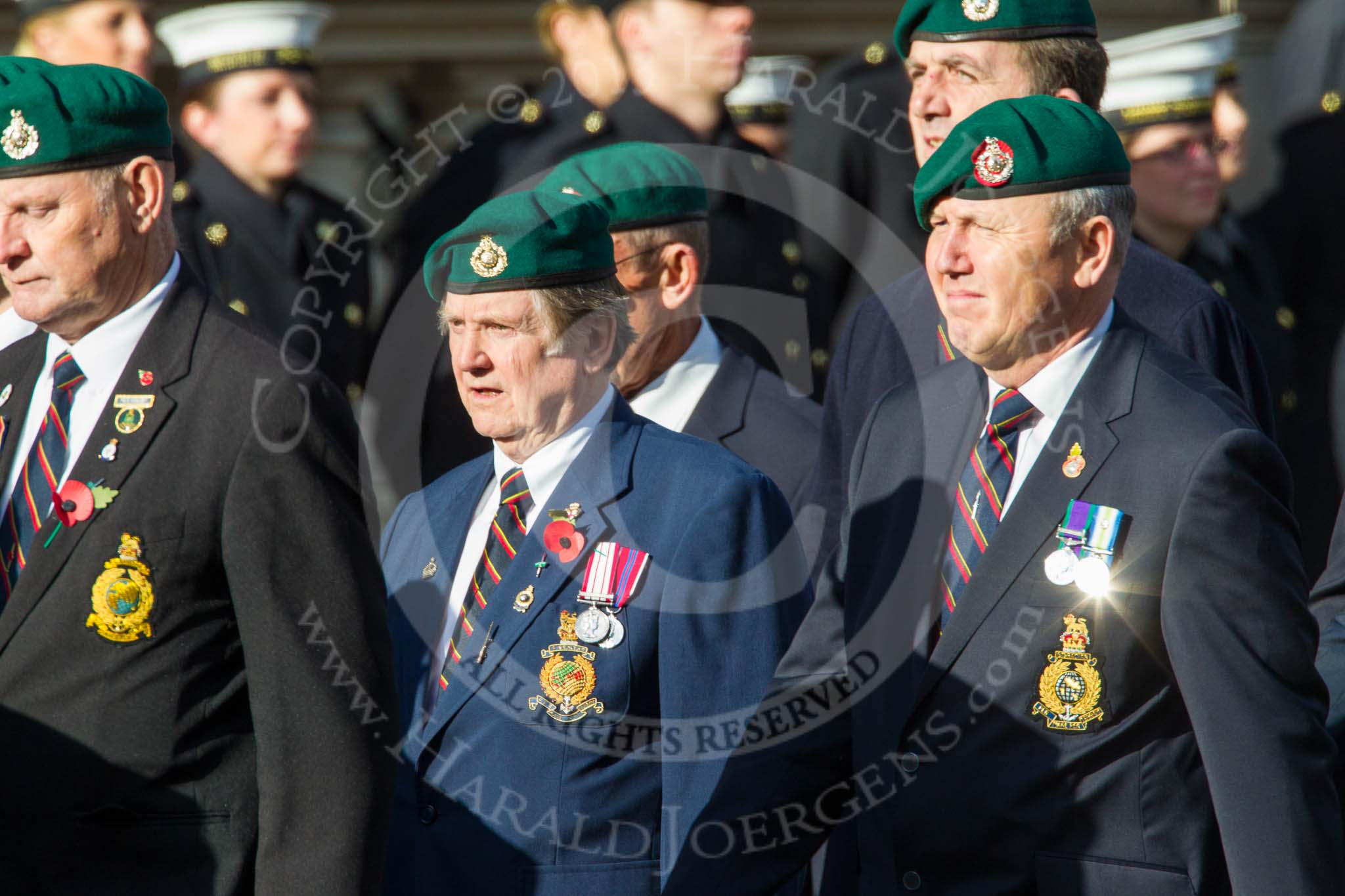 Remembrance Sunday at the Cenotaph in London 2014: Group E1 - Royal Marines Association.
Press stand opposite the Foreign Office building, Whitehall, London SW1,
London,
Greater London,
United Kingdom,
on 09 November 2014 at 11:49, image #549