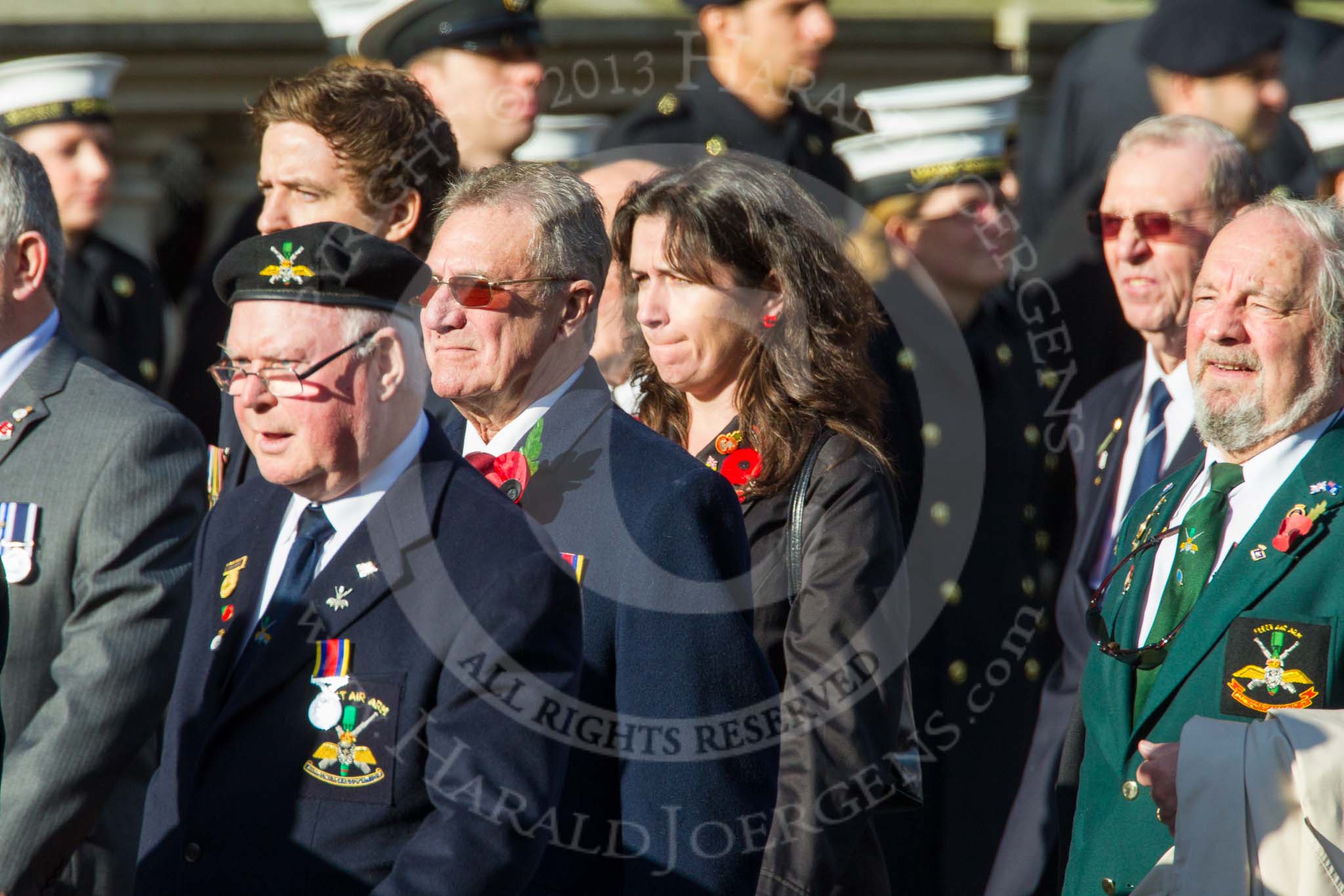 Remembrance Sunday at the Cenotaph in London 2014: Group E4 - Fleet Air Arm Armourers Association.
Press stand opposite the Foreign Office building, Whitehall, London SW1,
London,
Greater London,
United Kingdom,
on 09 November 2014 at 11:50, image #621