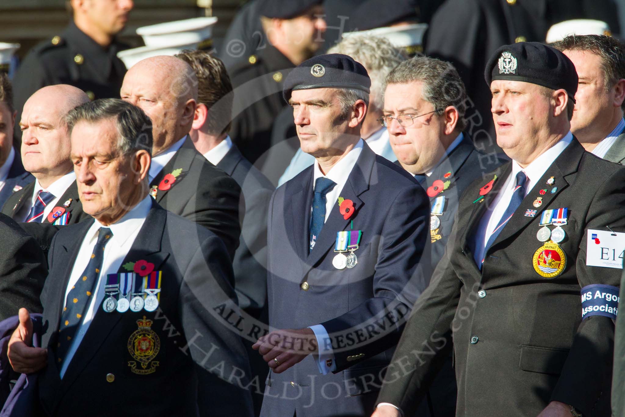 Remembrance Sunday at the Cenotaph in London 2014: Group E13 - HMS Andromeda Association.
Press stand opposite the Foreign Office building, Whitehall, London SW1,
London,
Greater London,
United Kingdom,
on 09 November 2014 at 11:51, image #682