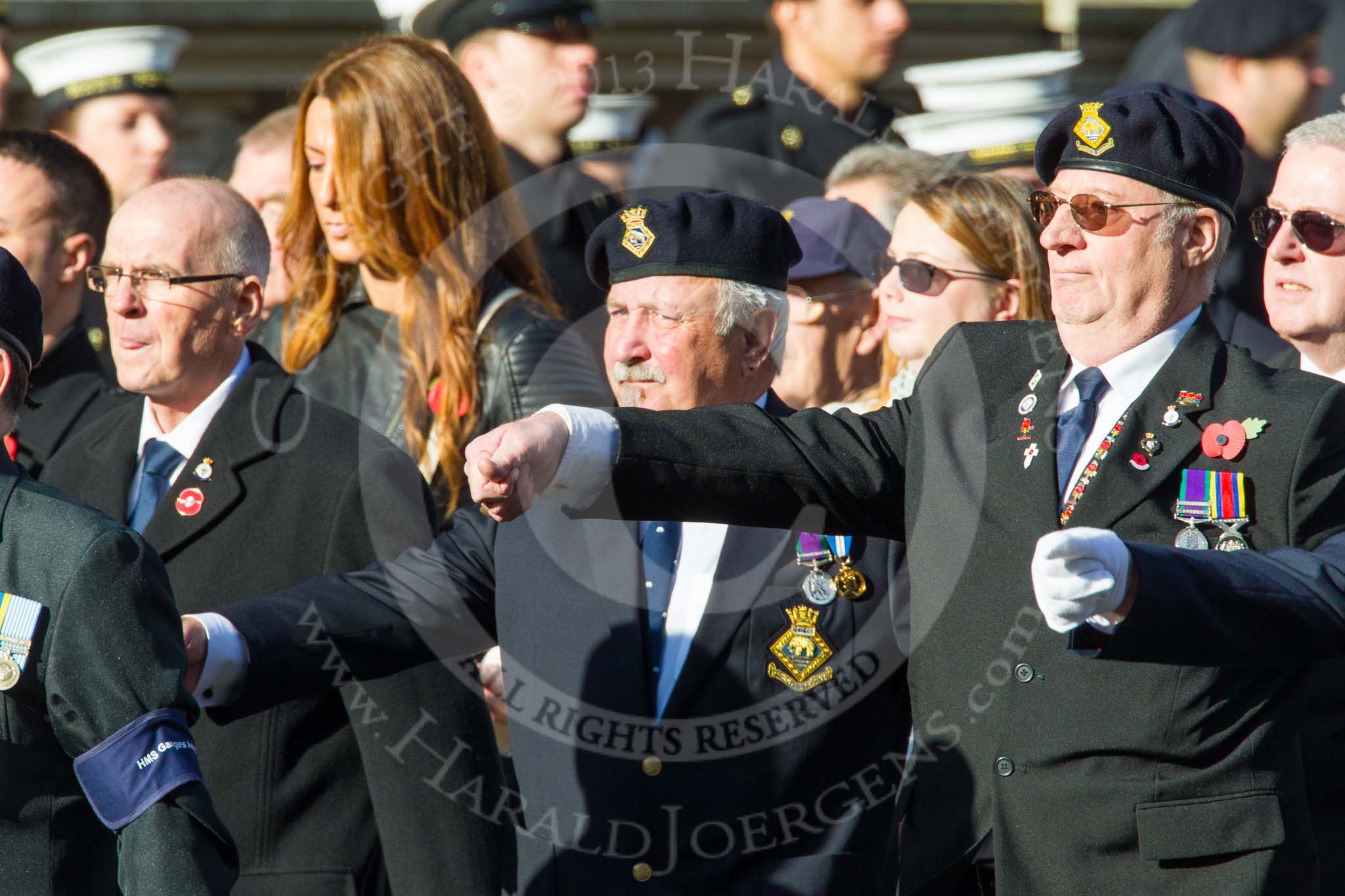Remembrance Sunday at the Cenotaph in London 2014: Group E17 - HMS Ganges Association.
Press stand opposite the Foreign Office building, Whitehall, London SW1,
London,
Greater London,
United Kingdom,
on 09 November 2014 at 11:51, image #693