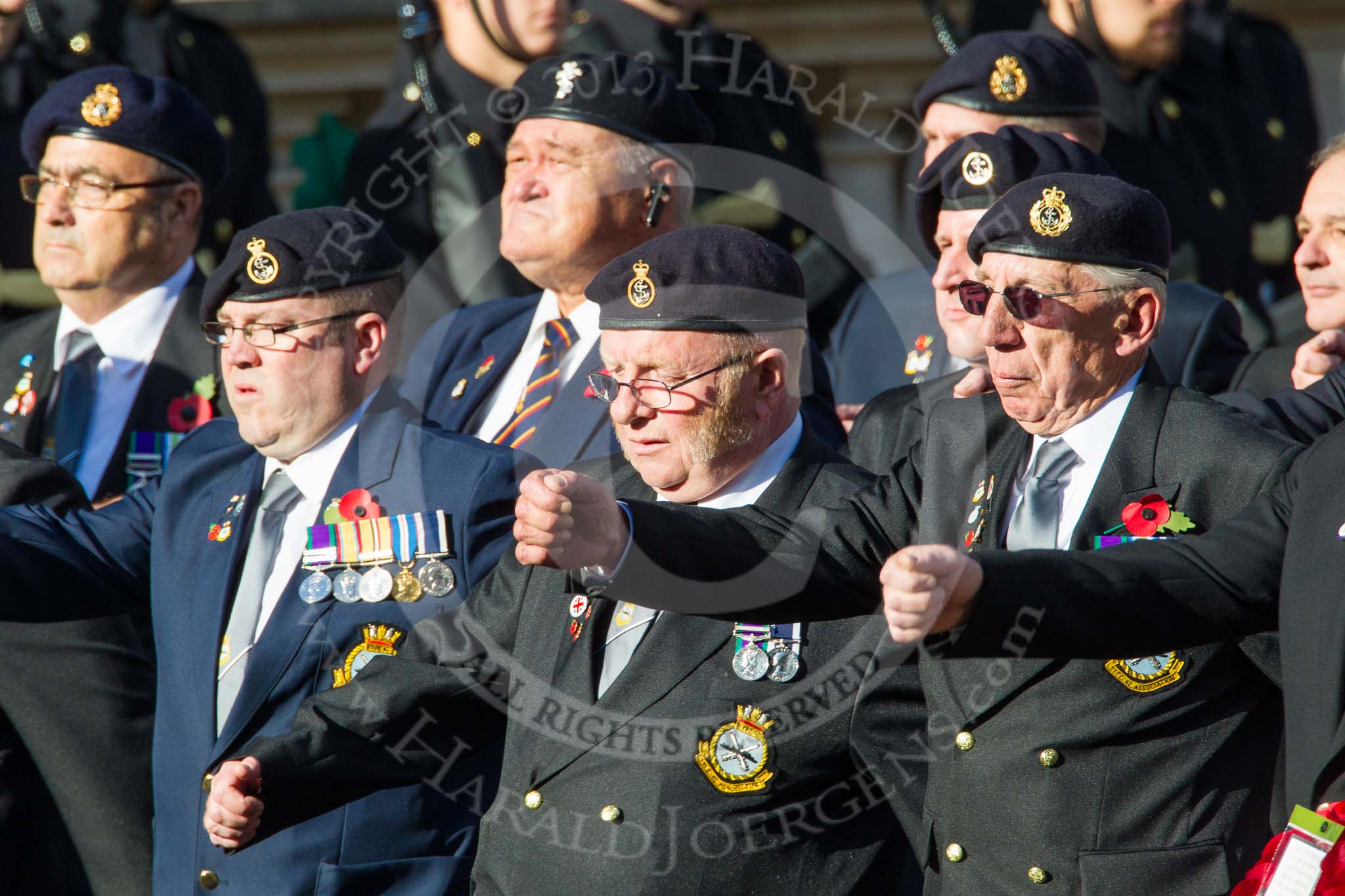 Remembrance Sunday at the Cenotaph in London 2014: Group E23 - Type 42 Association.
Press stand opposite the Foreign Office building, Whitehall, London SW1,
London,
Greater London,
United Kingdom,
on 09 November 2014 at 11:52, image #735