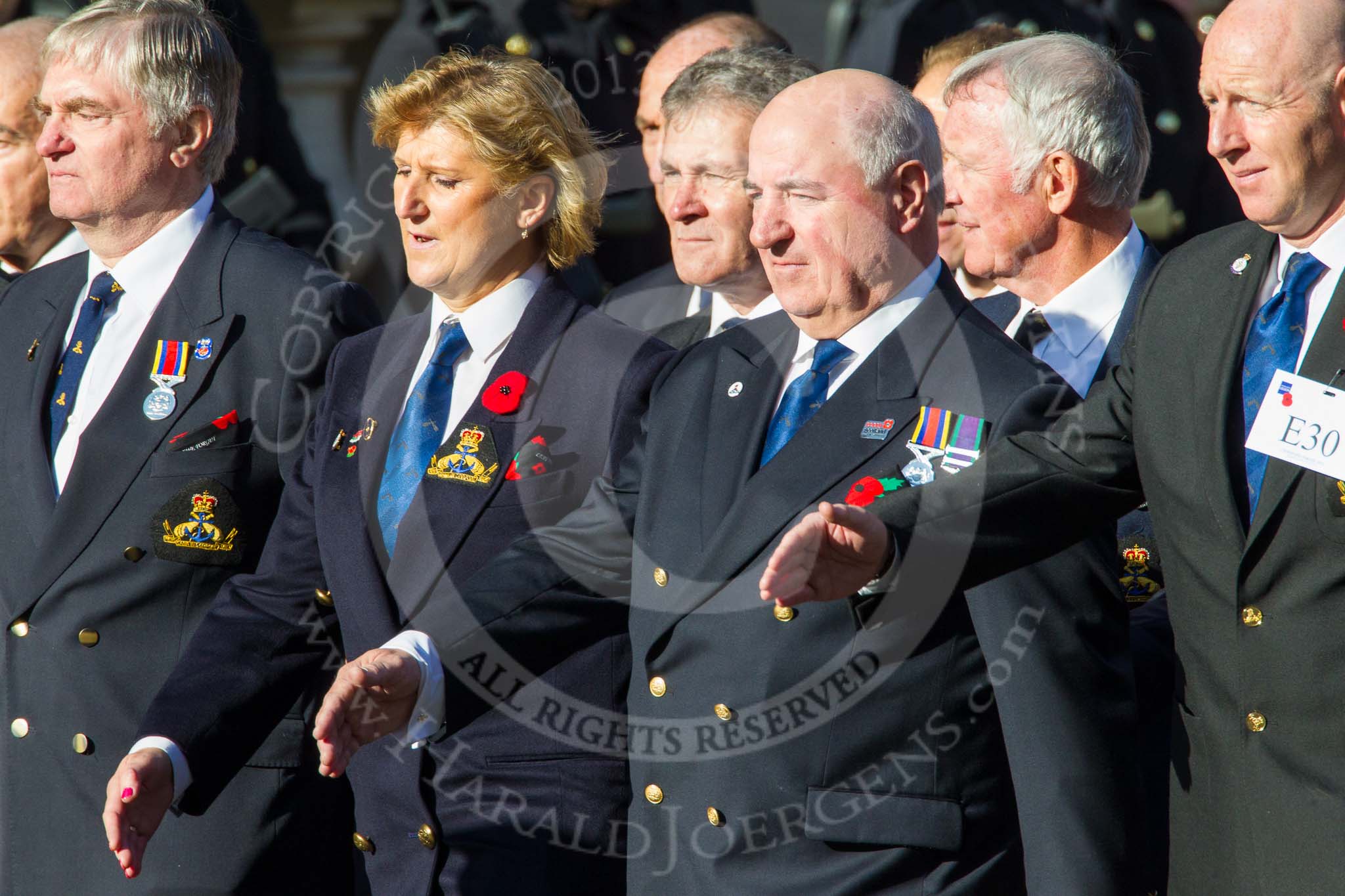 Remembrance Sunday at the Cenotaph in London 2014: Group E30 - Royal Navy School of Physical Training.
Press stand opposite the Foreign Office building, Whitehall, London SW1,
London,
Greater London,
United Kingdom,
on 09 November 2014 at 11:53, image #809