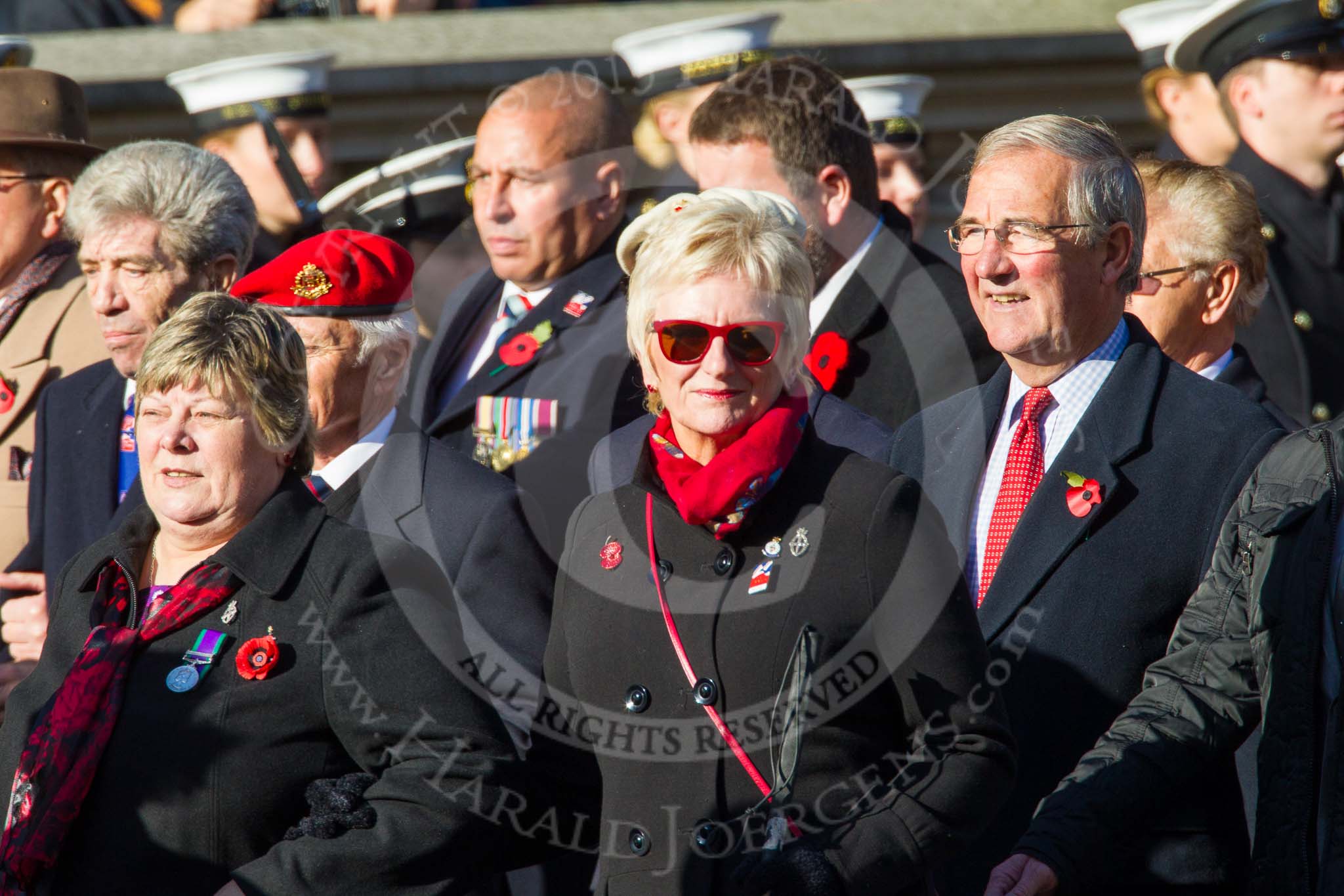 Remembrance Sunday at the Cenotaph in London 2014: Group A1 - Blind Veterans UK.
Press stand opposite the Foreign Office building, Whitehall, London SW1,
London,
Greater London,
United Kingdom,
on 09 November 2014 at 11:56, image #902