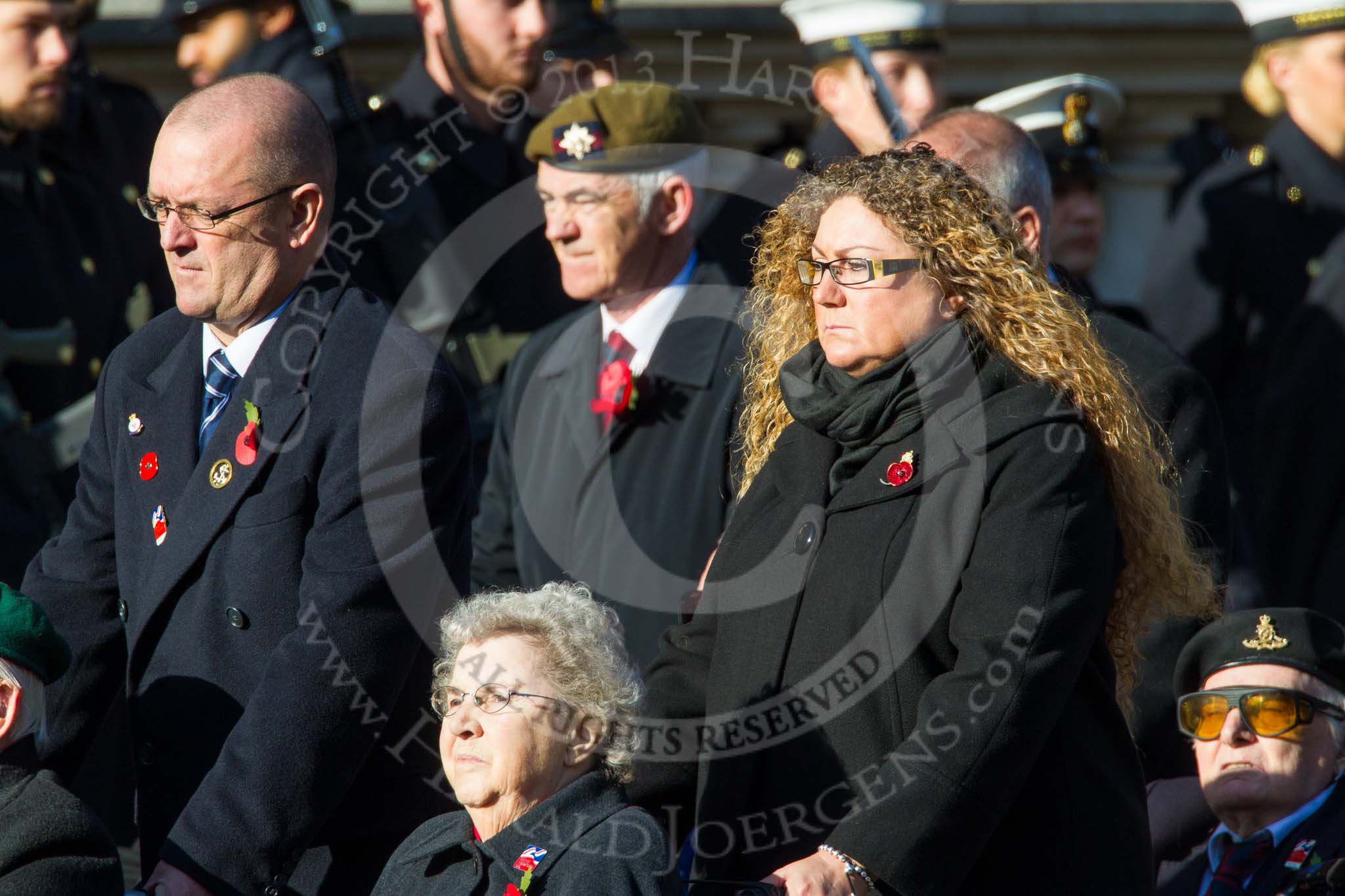 Remembrance Sunday at the Cenotaph in London 2014: Group A1 - Blind Veterans UK.
Press stand opposite the Foreign Office building, Whitehall, London SW1,
London,
Greater London,
United Kingdom,
on 09 November 2014 at 11:56, image #924