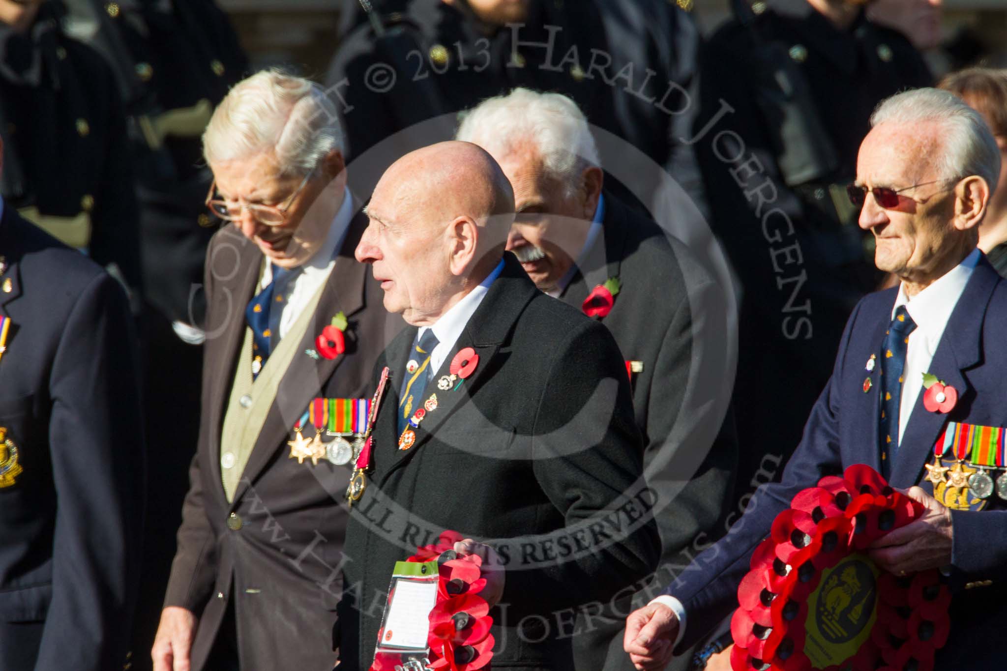 Remembrance Sunday at the Cenotaph in London 2014: Group F3 - Monte Cassino Society.
Press stand opposite the Foreign Office building, Whitehall, London SW1,
London,
Greater London,
United Kingdom,
on 09 November 2014 at 11:56, image #954