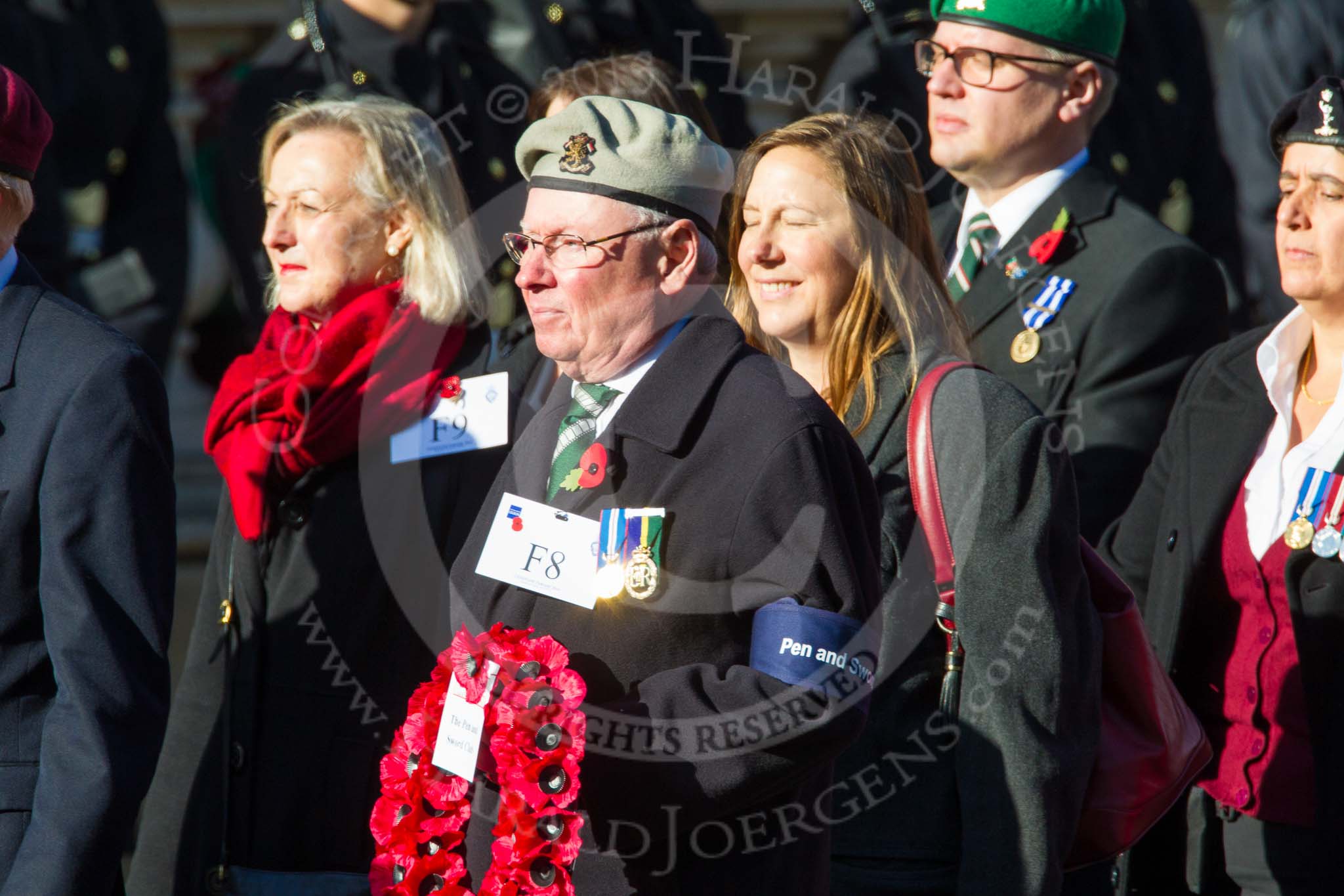 Remembrance Sunday at the Cenotaph in London 2014: Group F9 - Officers Association.
Press stand opposite the Foreign Office building, Whitehall, London SW1,
London,
Greater London,
United Kingdom,
on 09 November 2014 at 11:57, image #977