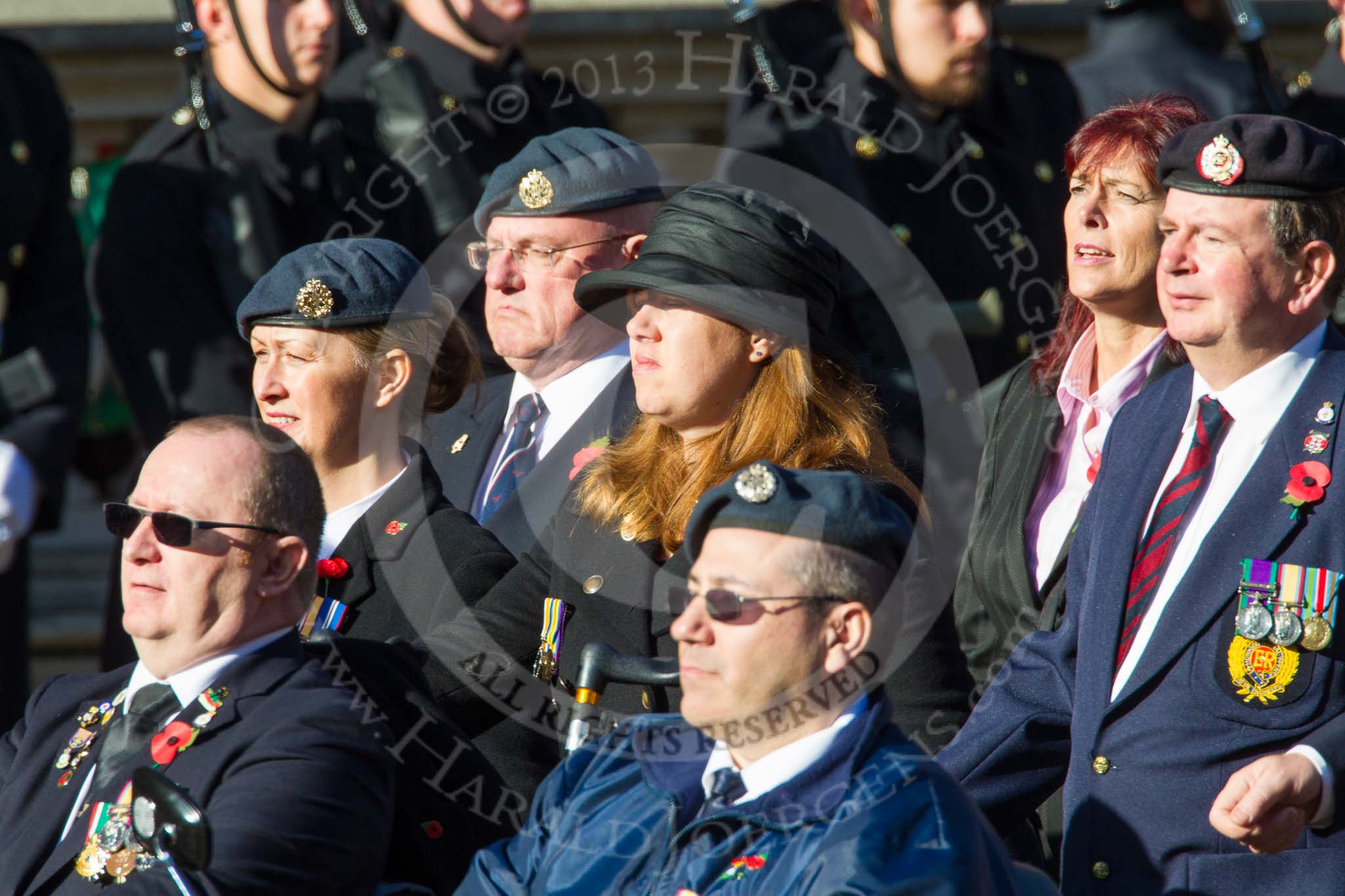 Remembrance Sunday at the Cenotaph in London 2014: Group F15 - National Gulf Veterans & Families Association.
Press stand opposite the Foreign Office building, Whitehall, London SW1,
London,
Greater London,
United Kingdom,
on 09 November 2014 at 11:58, image #1037