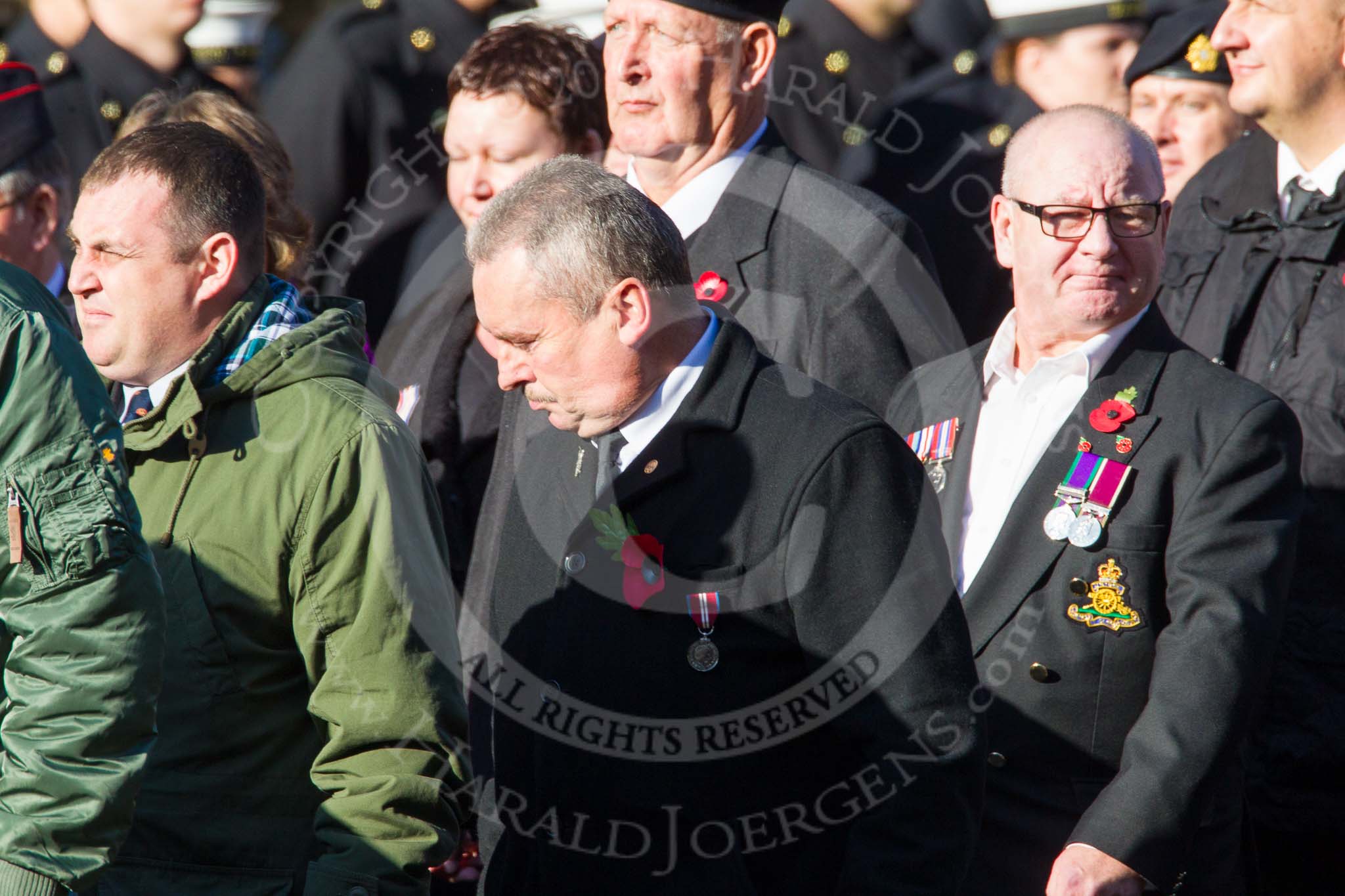 Remembrance Sunday at the Cenotaph in London 2014: Group F15 - National Gulf Veterans & Families Association.
Press stand opposite the Foreign Office building, Whitehall, London SW1,
London,
Greater London,
United Kingdom,
on 09 November 2014 at 11:58, image #1045
