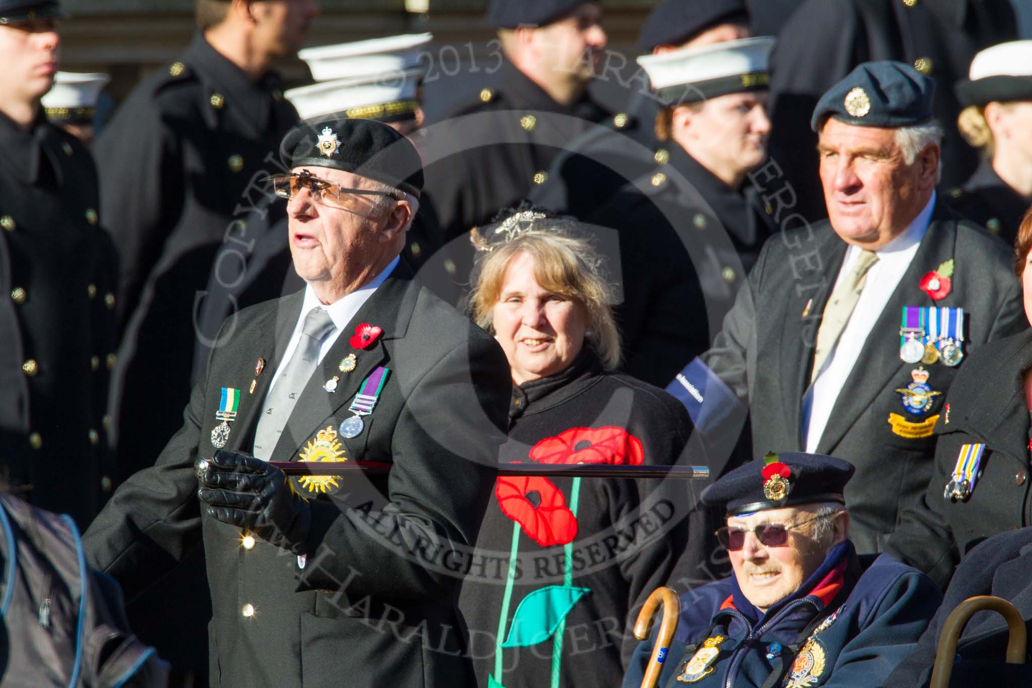 Remembrance Sunday at the Cenotaph in London 2014: Group F18 - Aden Veterans Association.
Press stand opposite the Foreign Office building, Whitehall, London SW1,
London,
Greater London,
United Kingdom,
on 09 November 2014 at 11:59, image #1067
