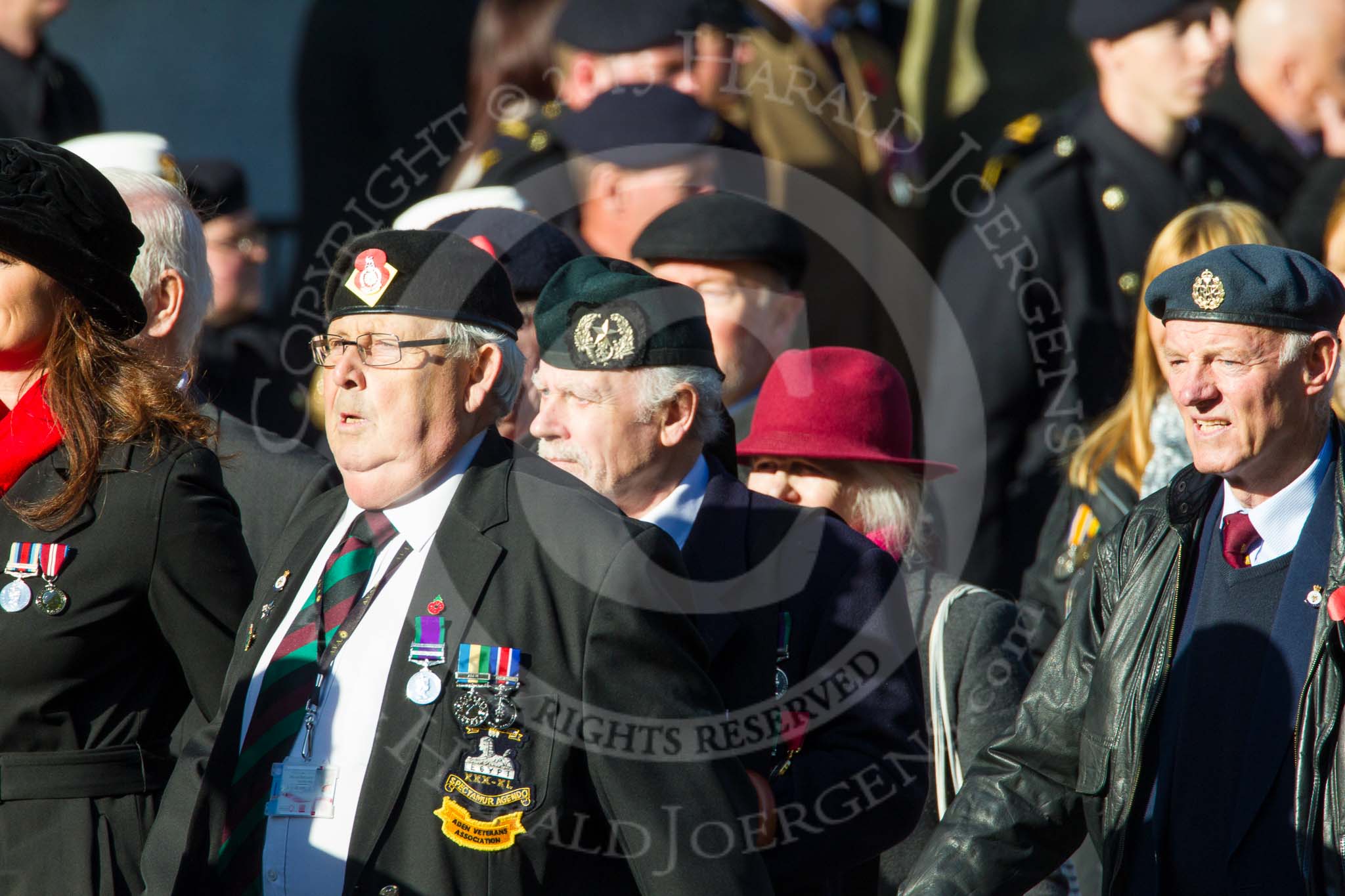 Remembrance Sunday at the Cenotaph in London 2014: Group F18 - Aden Veterans Association.
Press stand opposite the Foreign Office building, Whitehall, London SW1,
London,
Greater London,
United Kingdom,
on 09 November 2014 at 11:59, image #1083